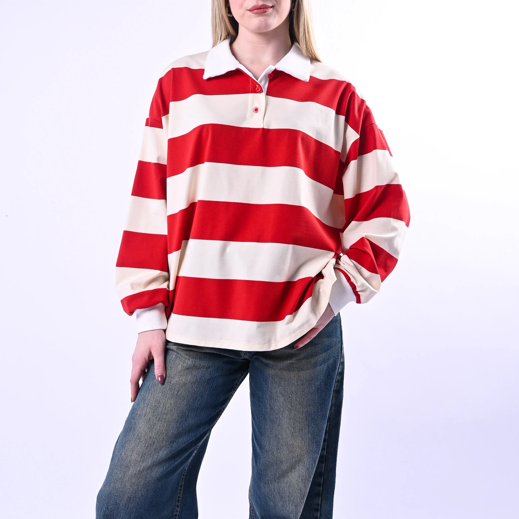PHILIA LOFT - POLO RUGBY A RIGHE ART.D02N0365/PR - PANNA/ROSSO