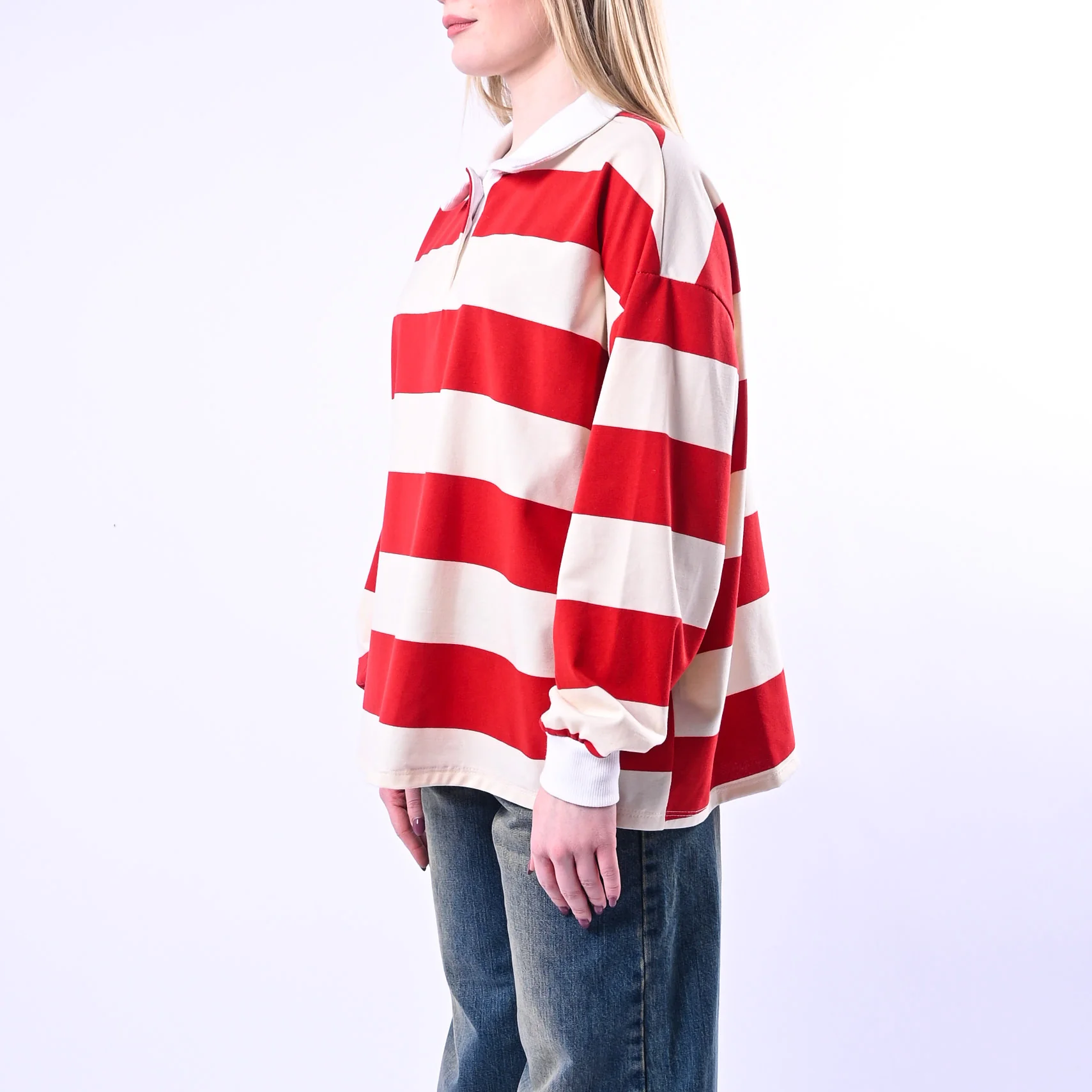 PHILIA LOFT - POLO RUGBY A RIGHE ART.D02N0365/PR - PANNA/ROSSO - Image 3