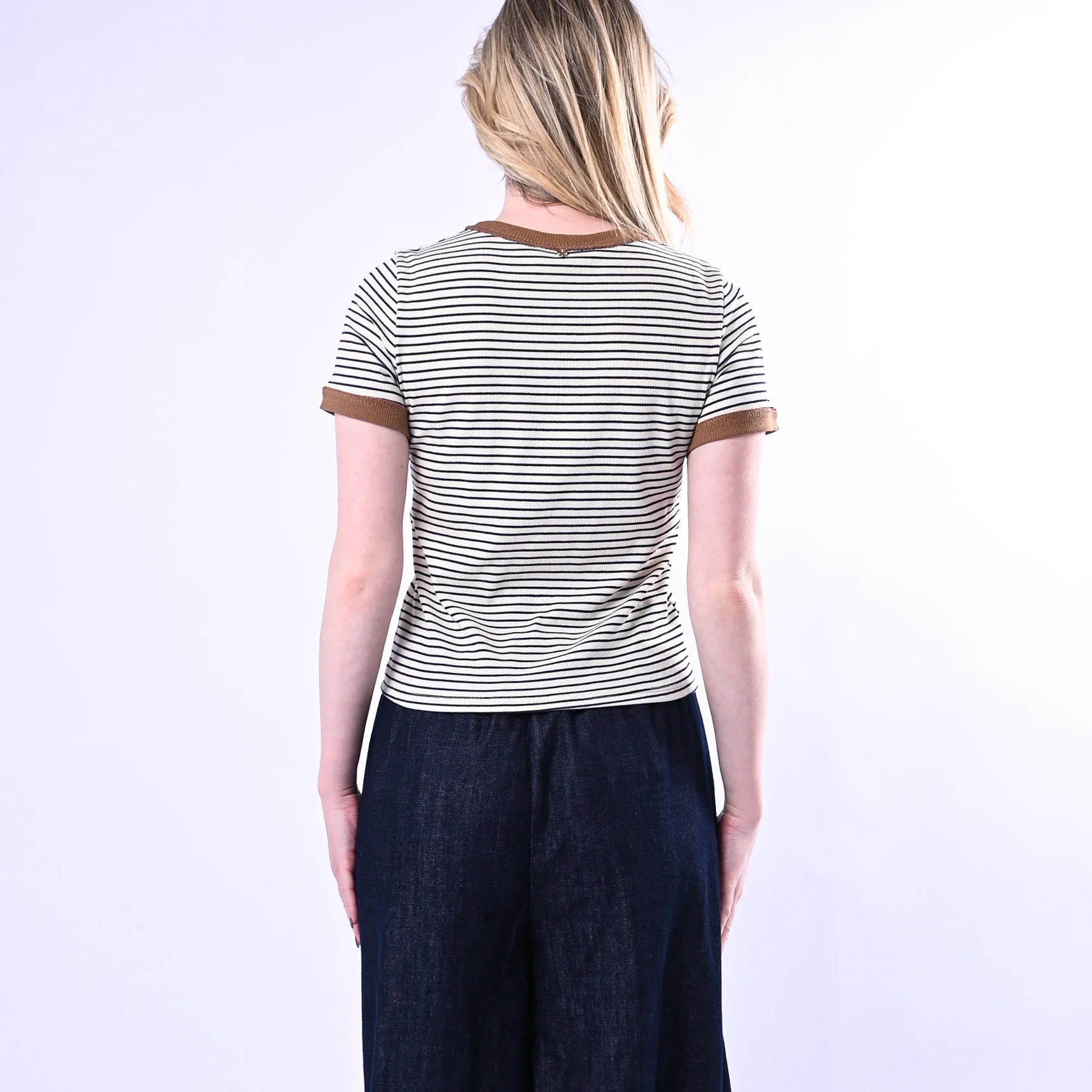 PHILIA LOFT - T-SHIRT RIGHE A COSTINE ART.V02F0614 - BLU - Image 4