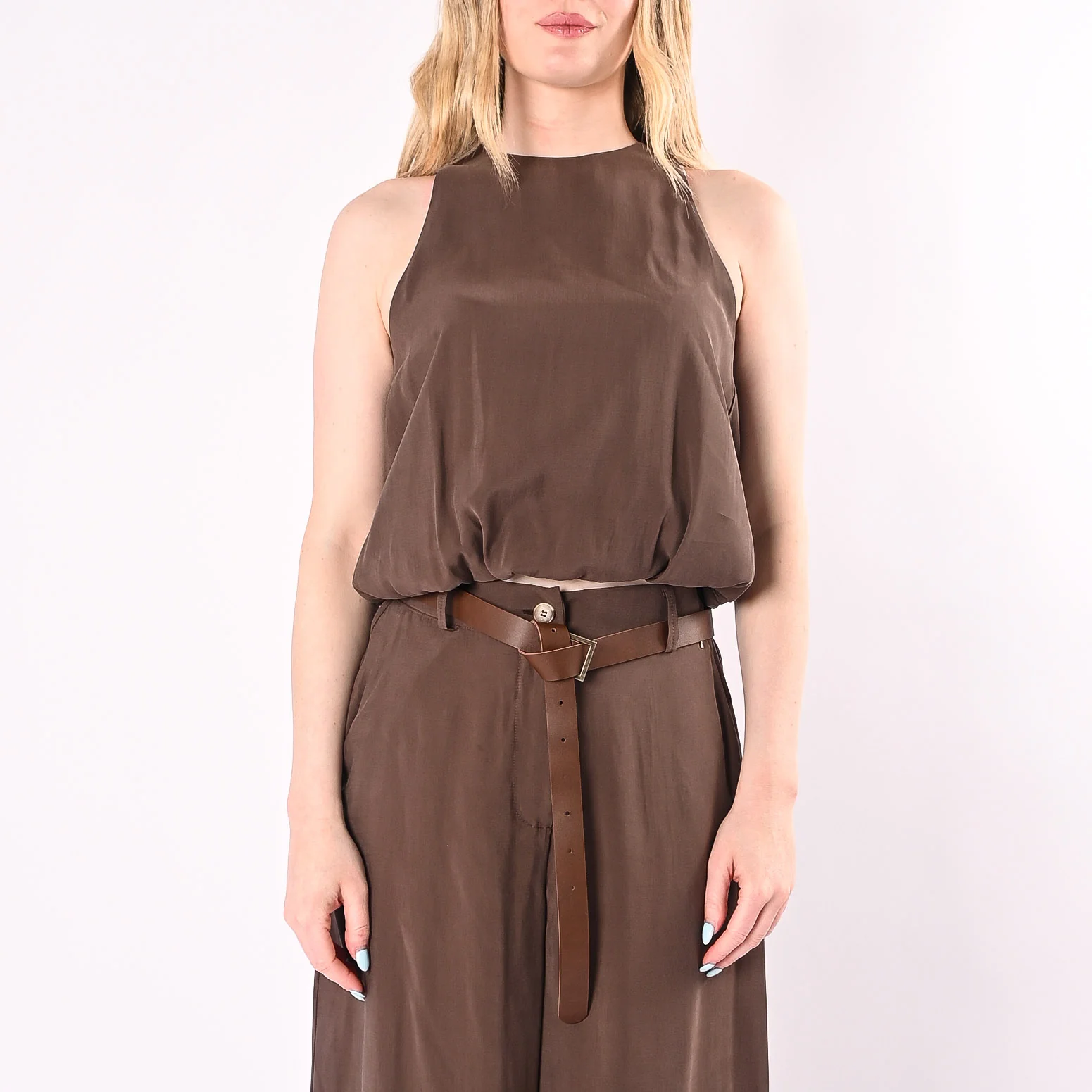 PHILIA LOFT - TOP RIMBORSATO IN MODAL ART.A02N1114/M - MORO - Image 3