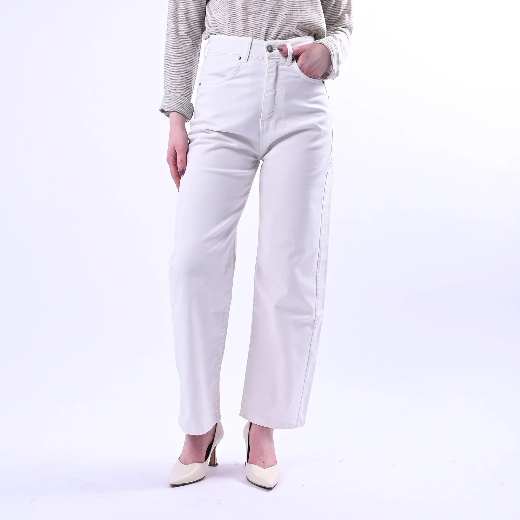 RECUPERO - PANTALONE BAGGY DRITTO IN DRILL ELASTICIZZATO ART.NADIR - BURRO
