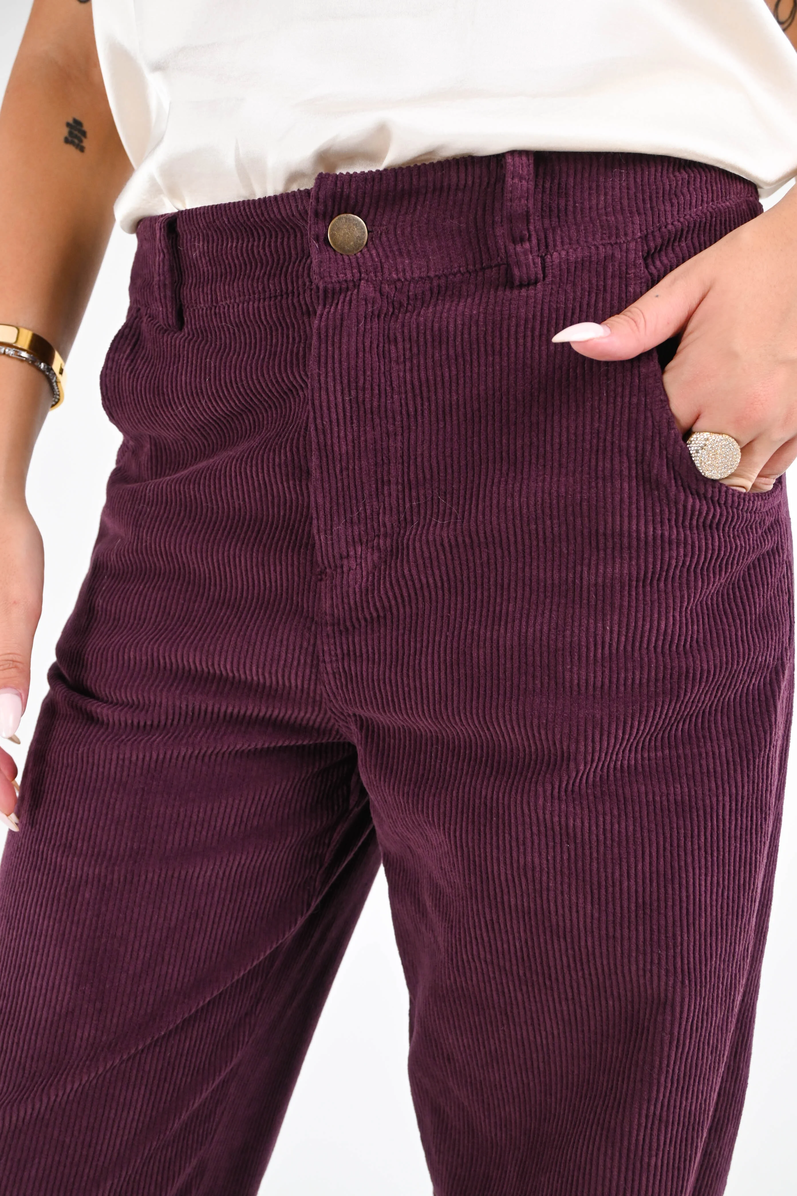 RECUPERO - PANTALONE BAGGY IN VELLUTO ART.30325/V - BORDEAUX - Image 5
