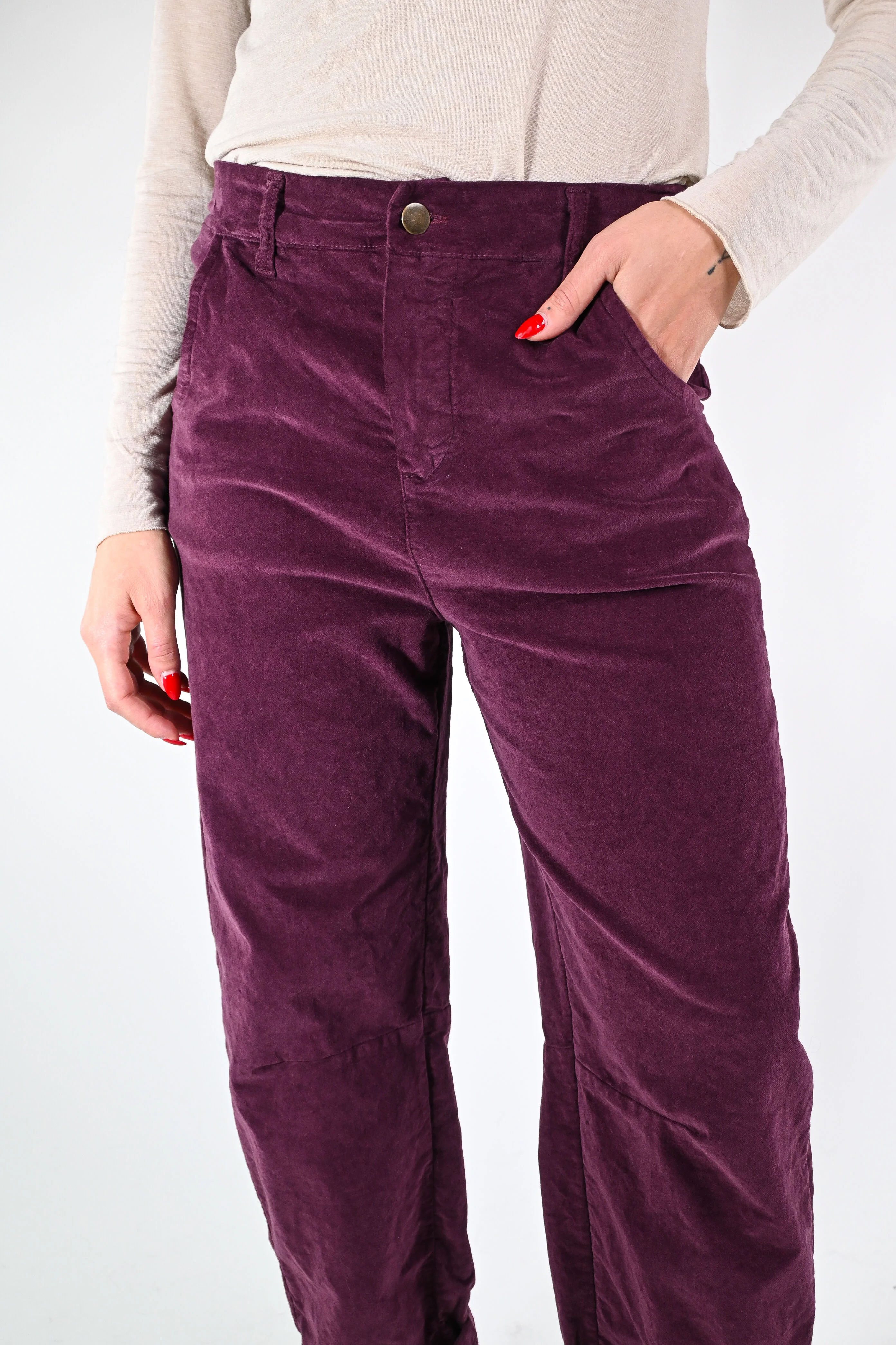 RECUPERO - PANTALONE BAGGY VELLUTO LISCIO ART.30325/L - BORDEAUX - Image 5