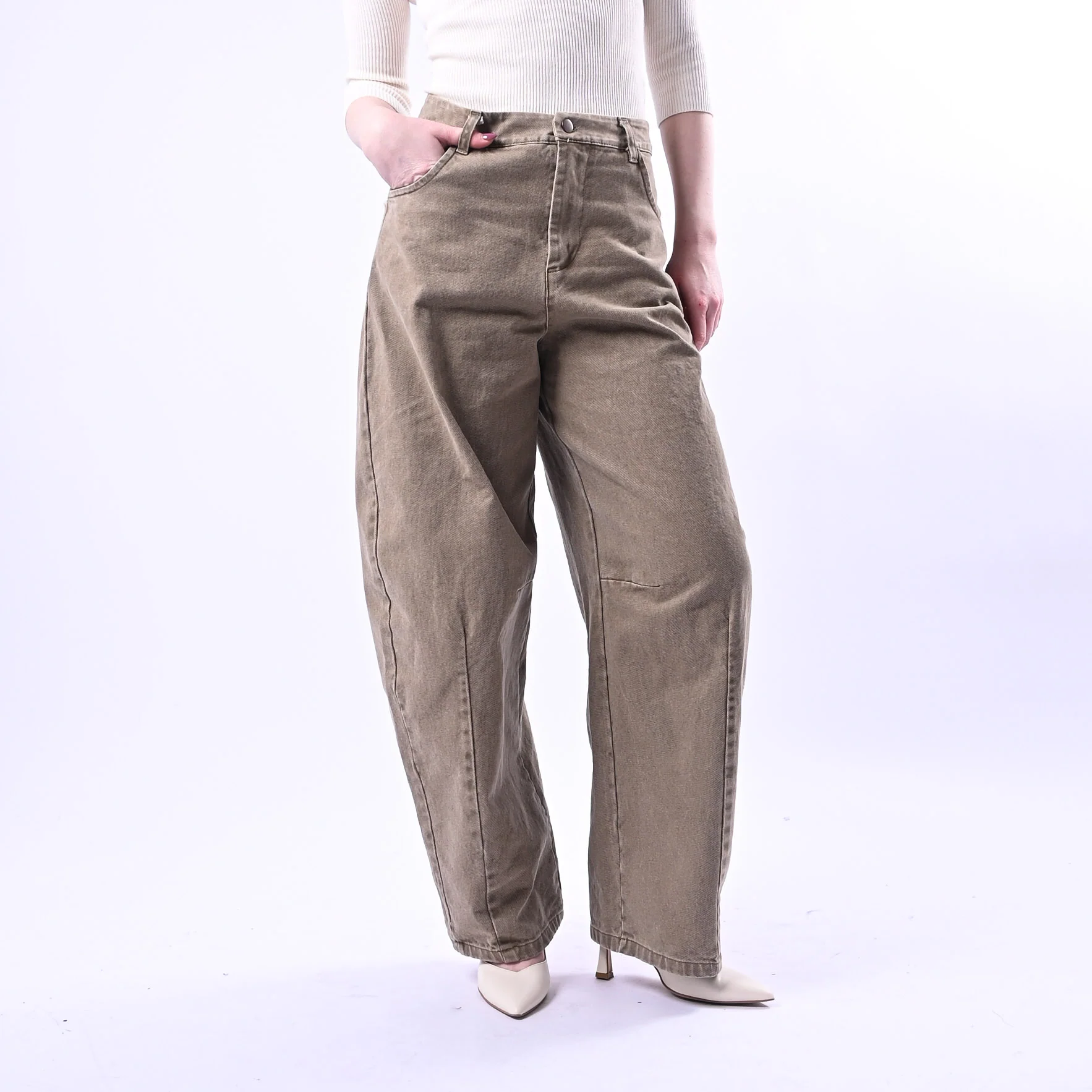 RECUPERO - PANTALONE BALLOON EDEN BULL DENIM ART.30463/B - ACID WASH CAMMELLO