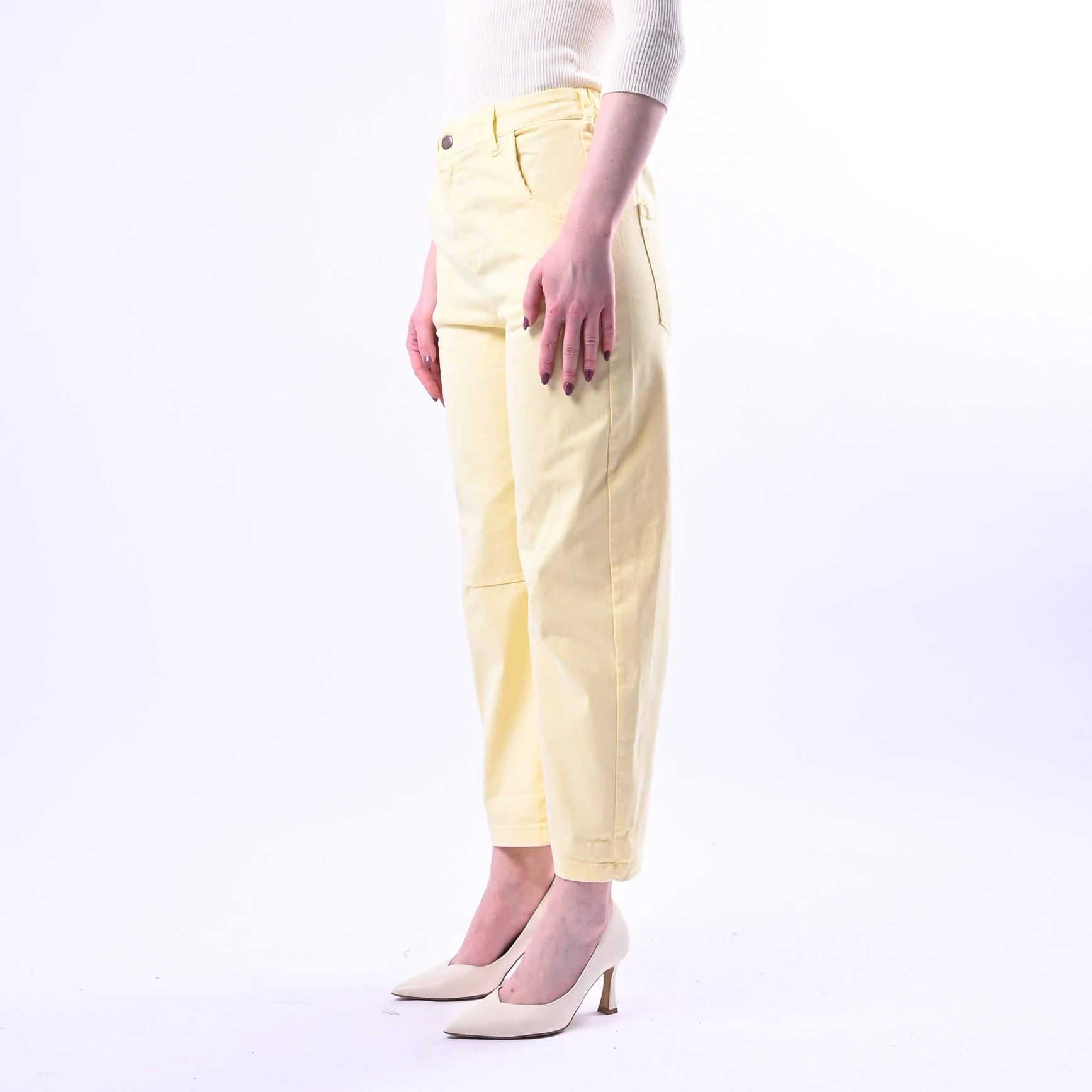 RECUPERO - PANTALONE BARREL PRETTY ELASTICO DIETRO ART.30325/G - GABARDINA GIALLO - Image 2