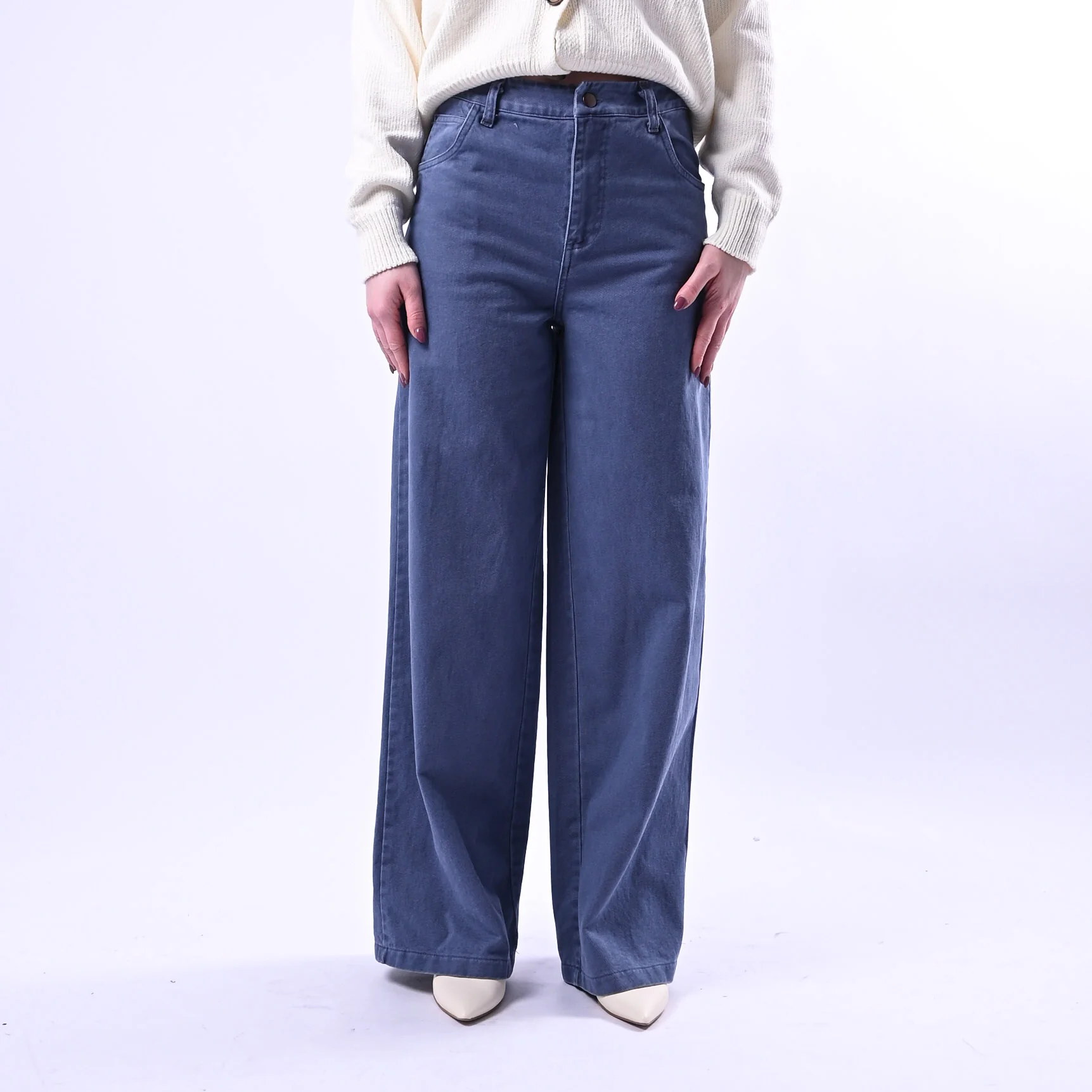 RECUPERO - PANTALONE PALAZZO FLY BULL DENIM ART.VLP1081 - ACID WASH BLU - Image 2