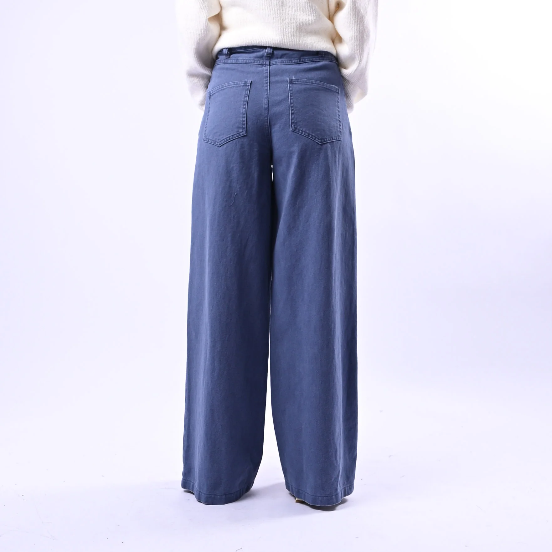RECUPERO - PANTALONE PALAZZO FLY BULL DENIM ART.VLP1081 - ACID WASH BLU - Image 4