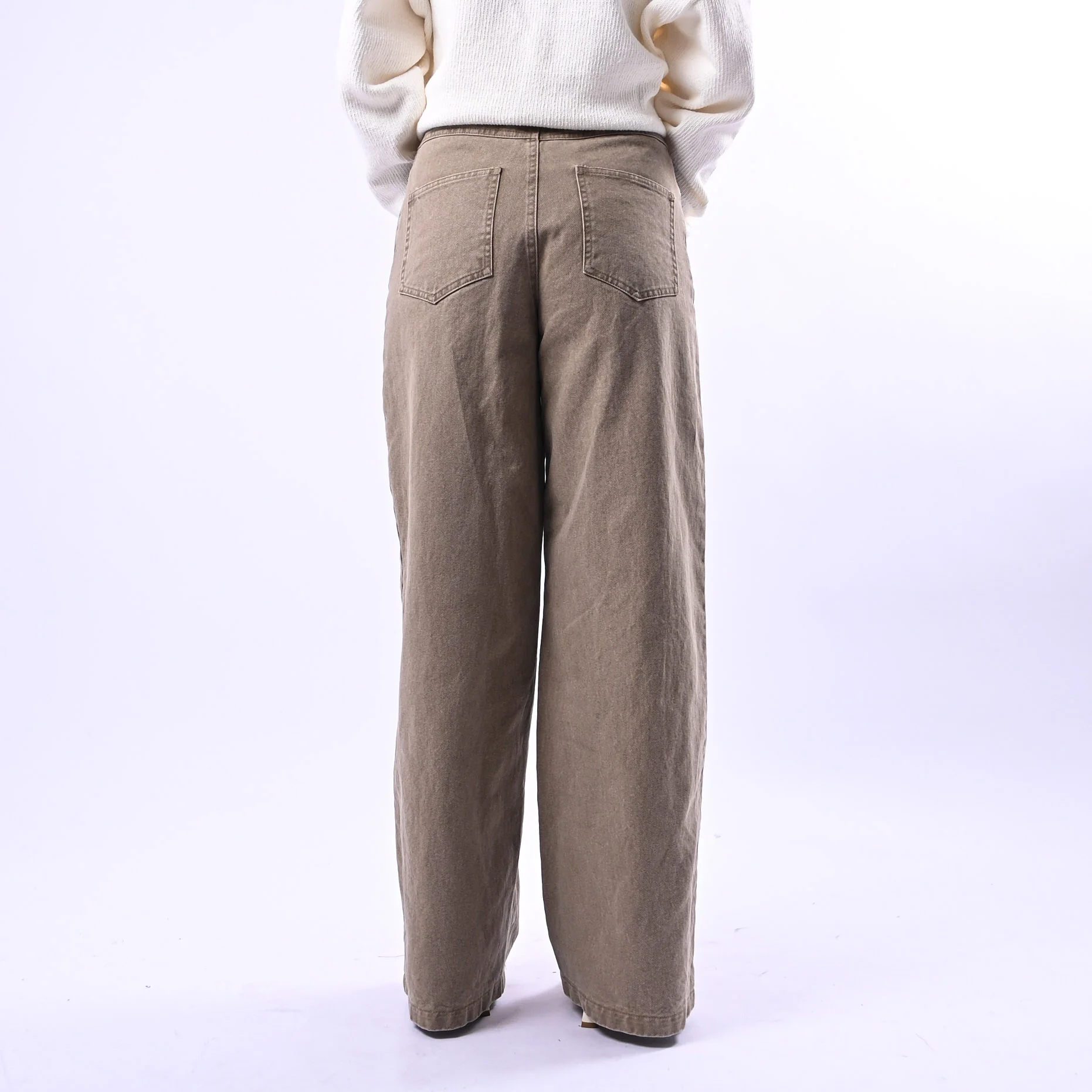 RECUPERO - PANTALONE PALAZZO FLY BULL DENIM ART.VLP1081 - ACID WASH CAMMELLO - Image 4