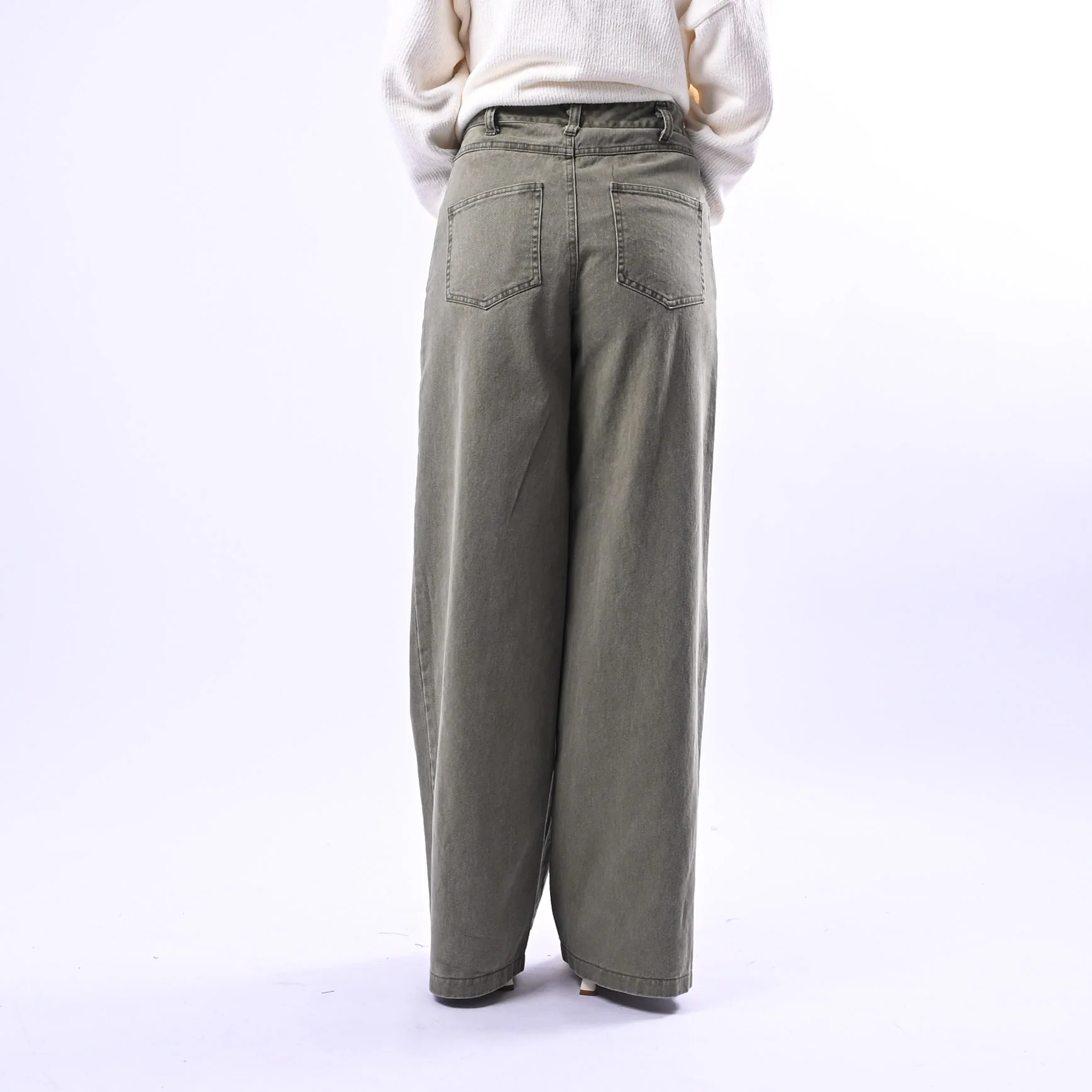 RECUPERO - PANTALONE PALAZZO FLY BULL DENIM ART.VLP1081 - ACID WASH VERDE - Image 4