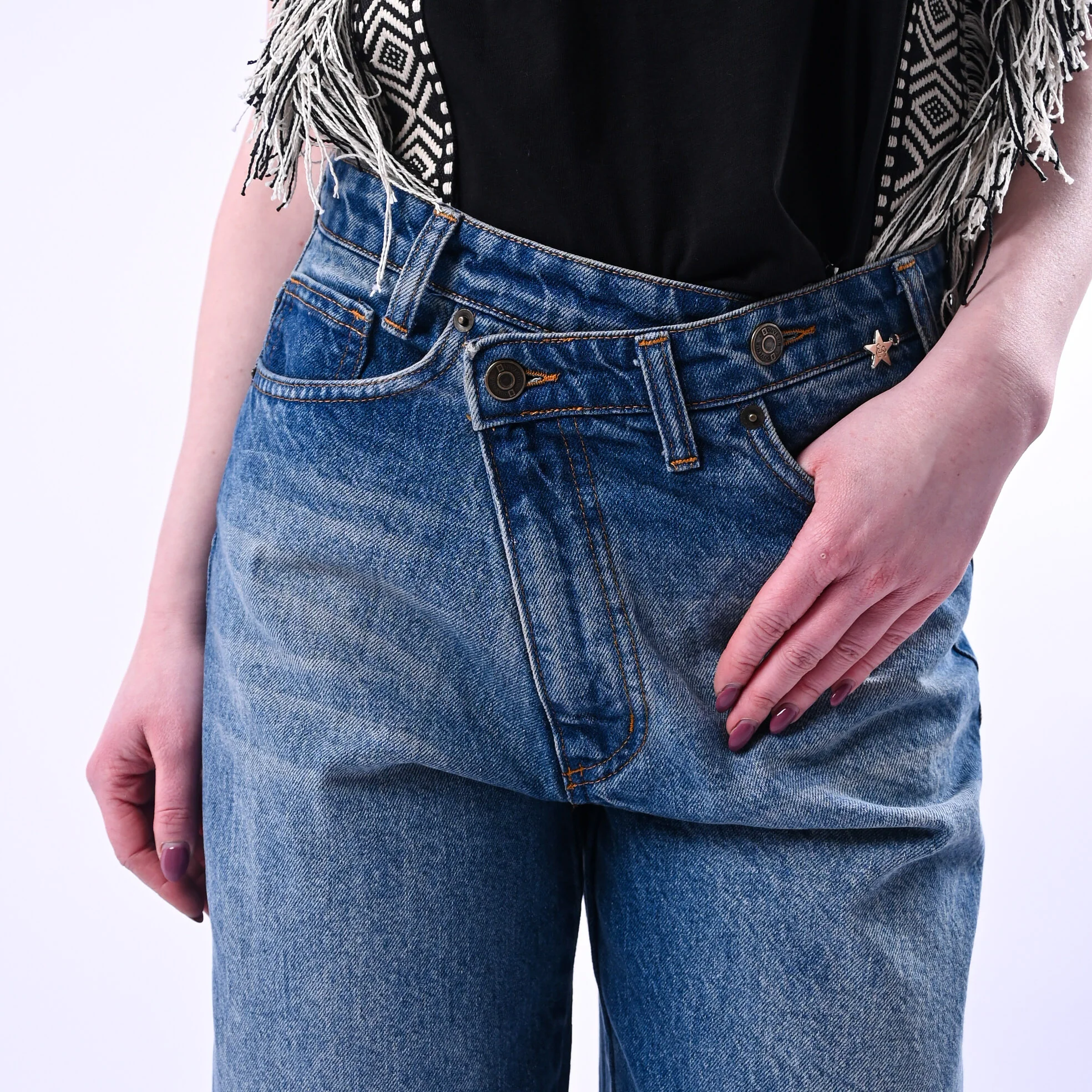 SOUVENIR - BERMUDA DENIM CHIUSURA ASIMMETRICA ART.S39M1278 - LAVAGGIO MEDIO - Image 5