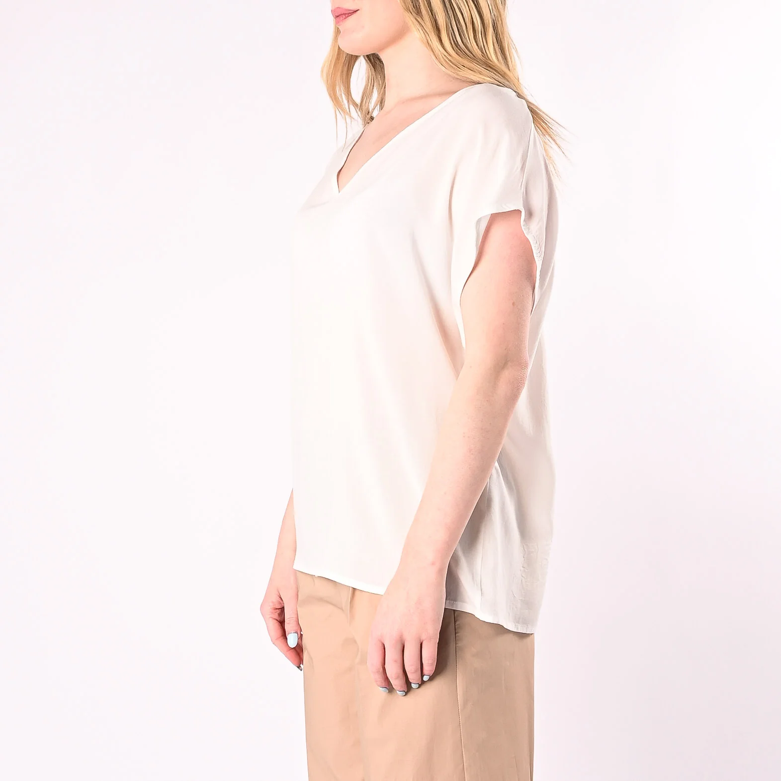 SOUVENIR - BLUSA SCOLLO V IN VISCOSA ART.S37M1845/B - BIANCO - Image 3