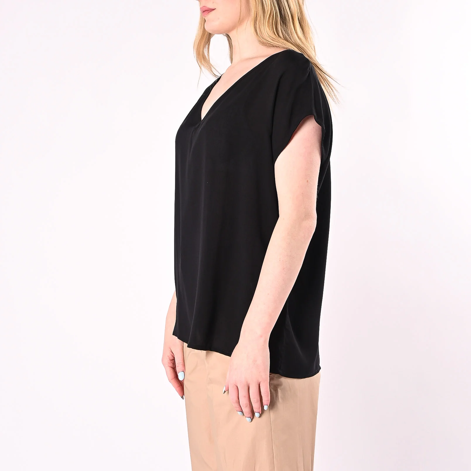 SOUVENIR - BLUSA SCOLLO V IN VISCOSA ART.S37M1845/N - NERO - Image 3