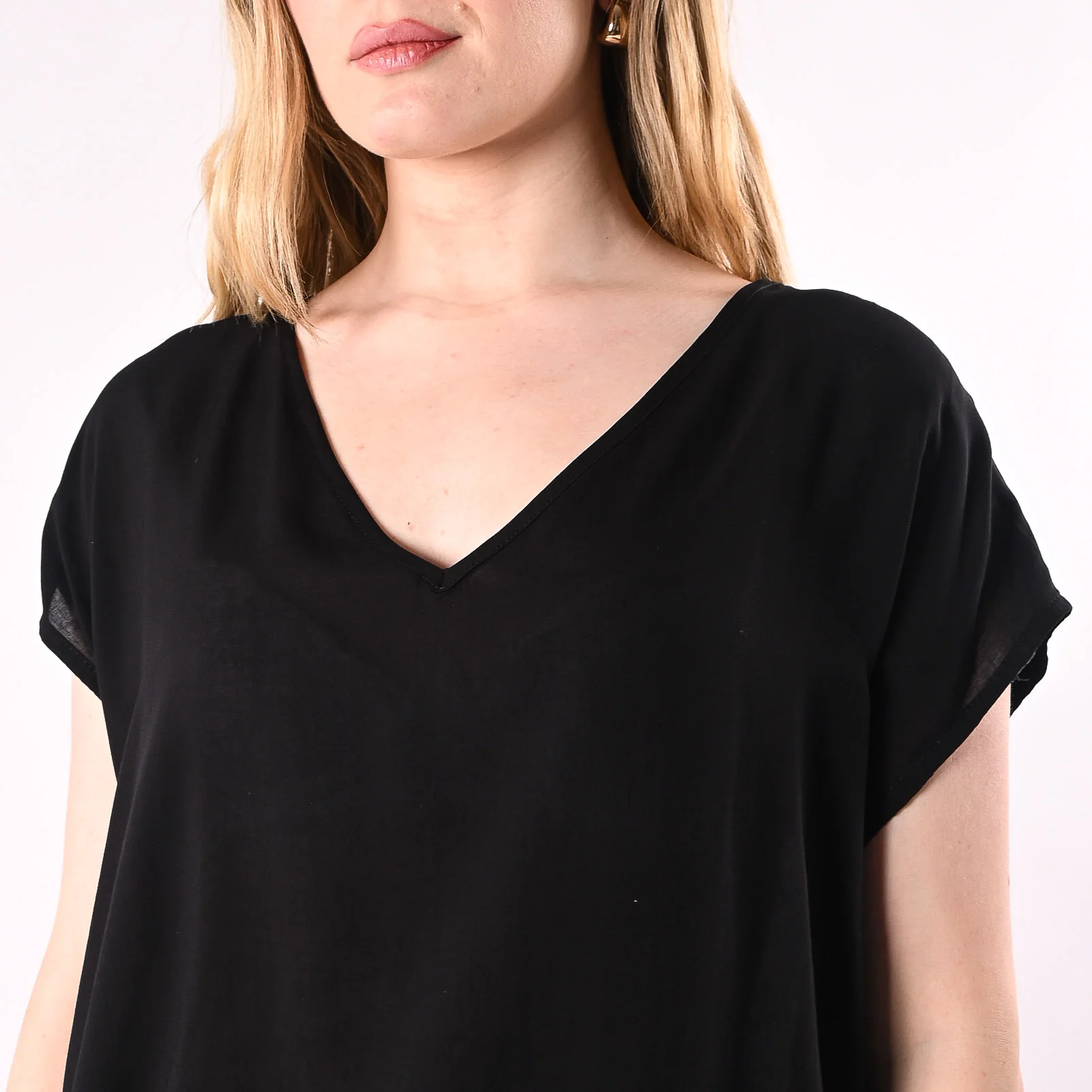 SOUVENIR - BLUSA SCOLLO V IN VISCOSA ART.S37M1845/N - NERO - Image 5