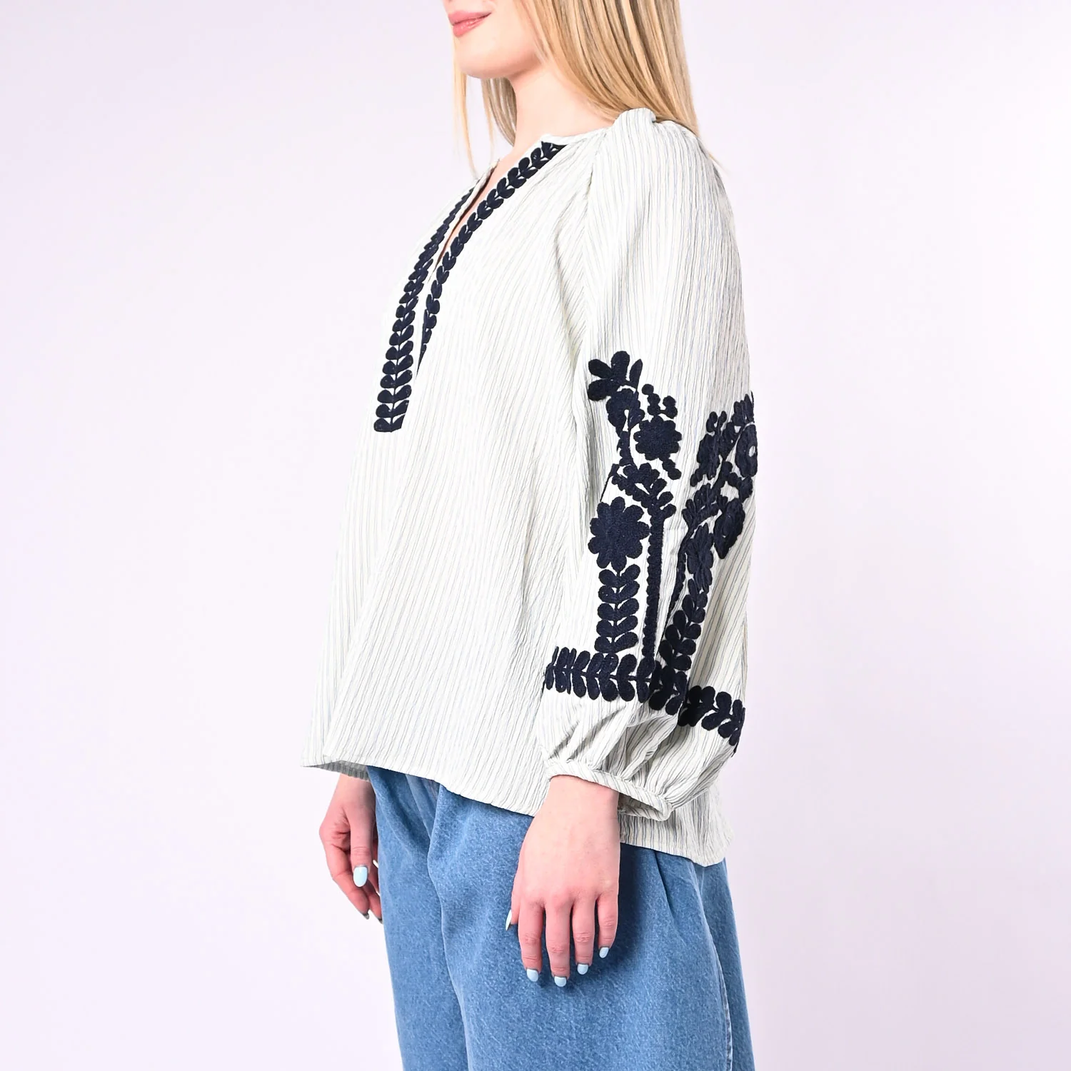 SOUVENIR - CAMICIA GESSATA CON RICAMI ART.D39V1479/F - FANTASIA - Image 3