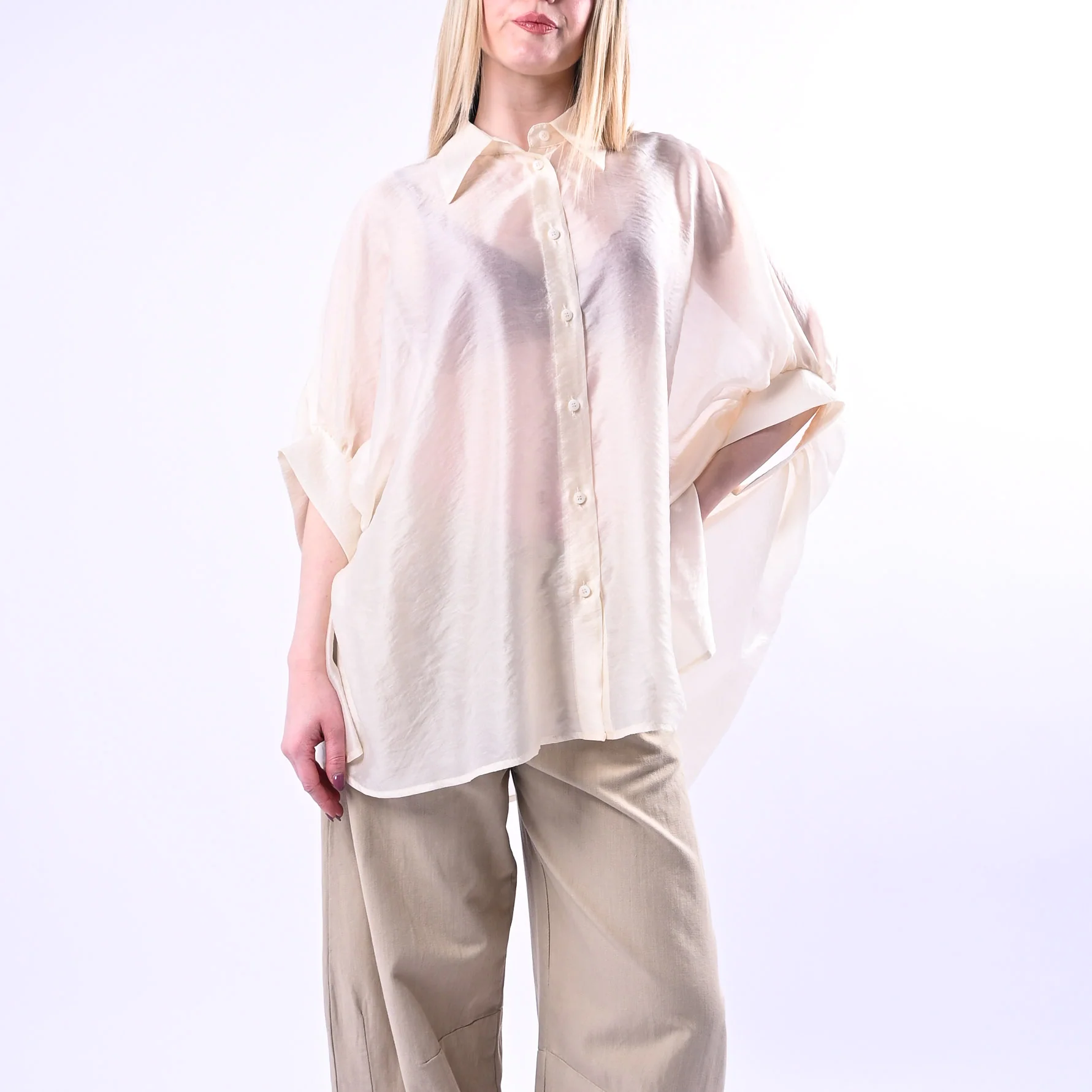 SOUVENIR - CAMICIA OVER IN LYOCELL ART.G39P0987/B - BURRO