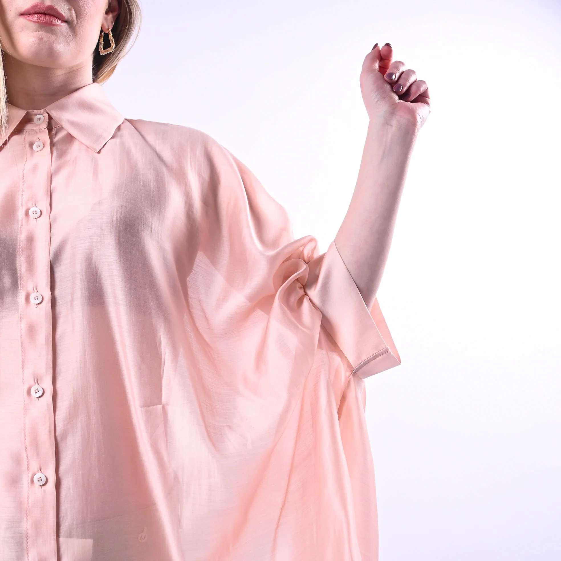 SOUVENIR - CAMICIA OVER IN LYOCELL ART.G39P0987/R - ROSA - Image 3