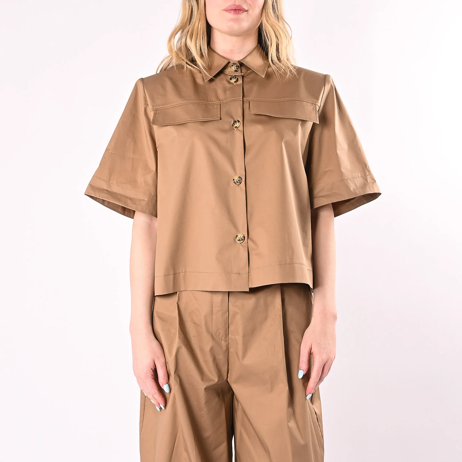 SOUVENIR - CAMICIA POPELINE A SCATOLA CON SPALLINE ART.W39S1671/B - BISCOTTO - Image 3