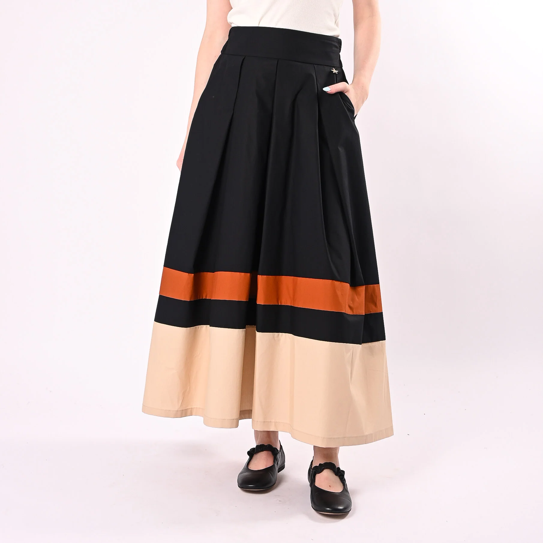 SOUVENIR - GONNA A ROUTA BICOLORE ART.S39M1778/NB - NERO/BEIGE