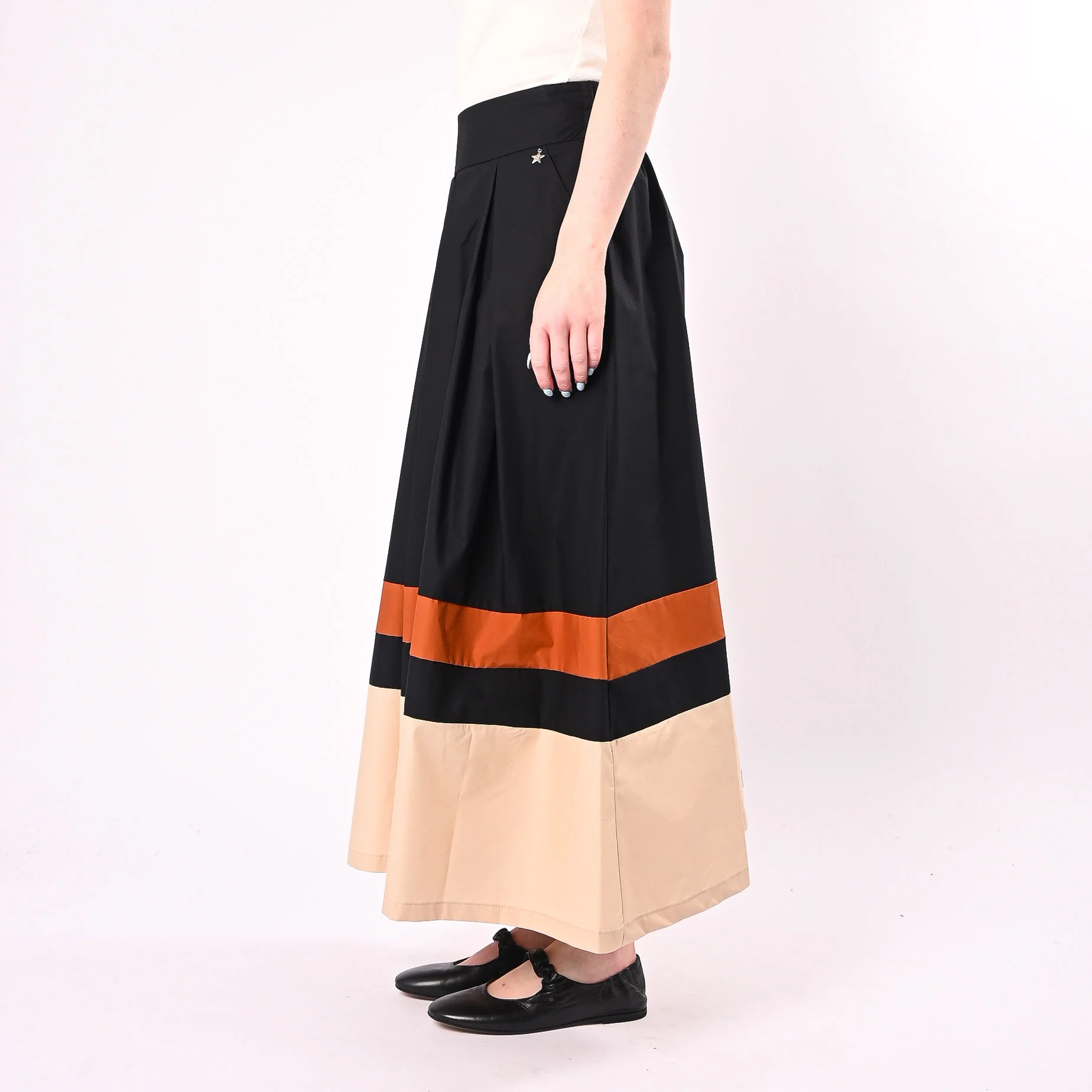 SOUVENIR - GONNA A ROUTA BICOLORE ART.S39M1778/NB - NERO/BEIGE - Image 3