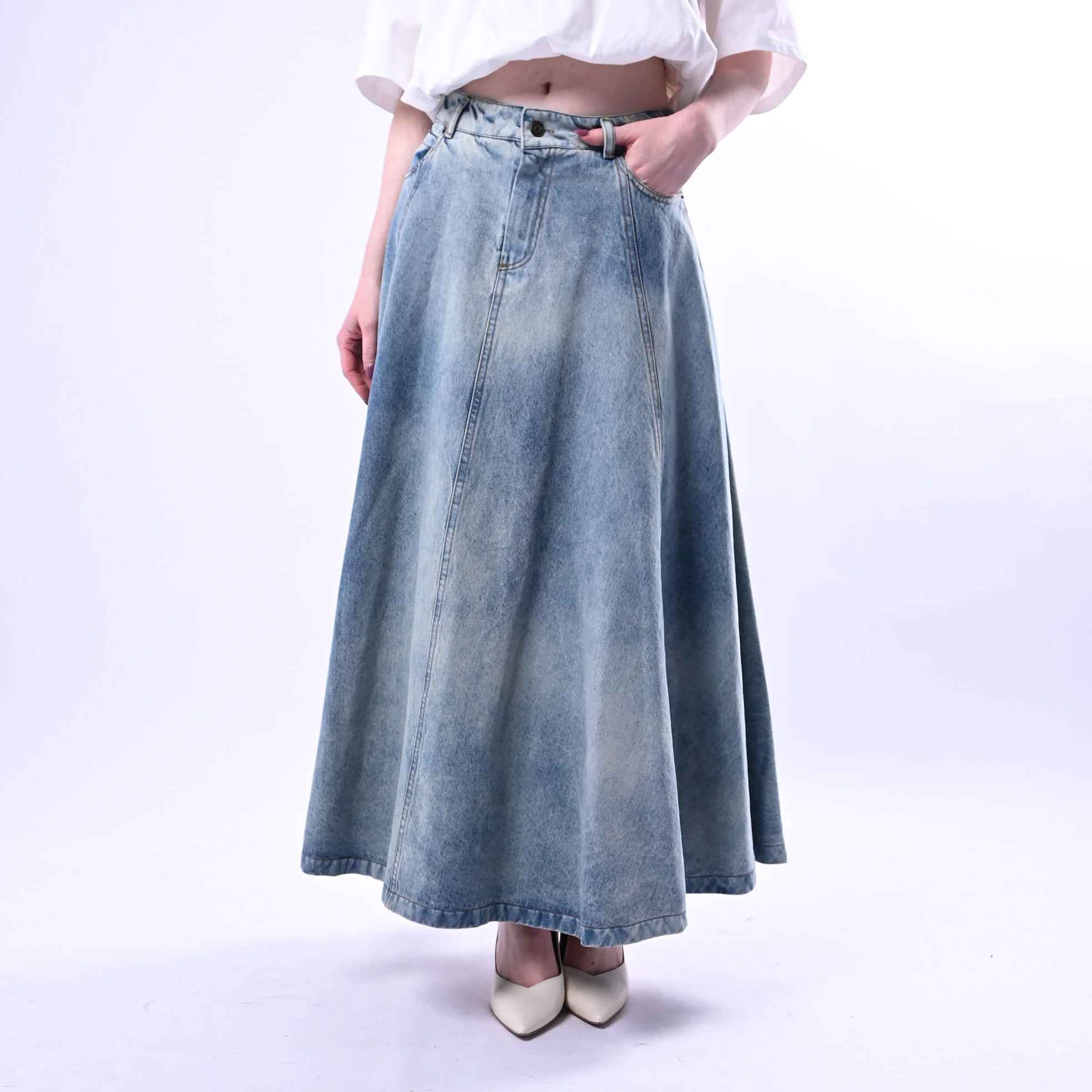 SOUVENIR - GONNA DENIM RUOTA ART.M39F1289 - MARMORIZZATO CHIARO