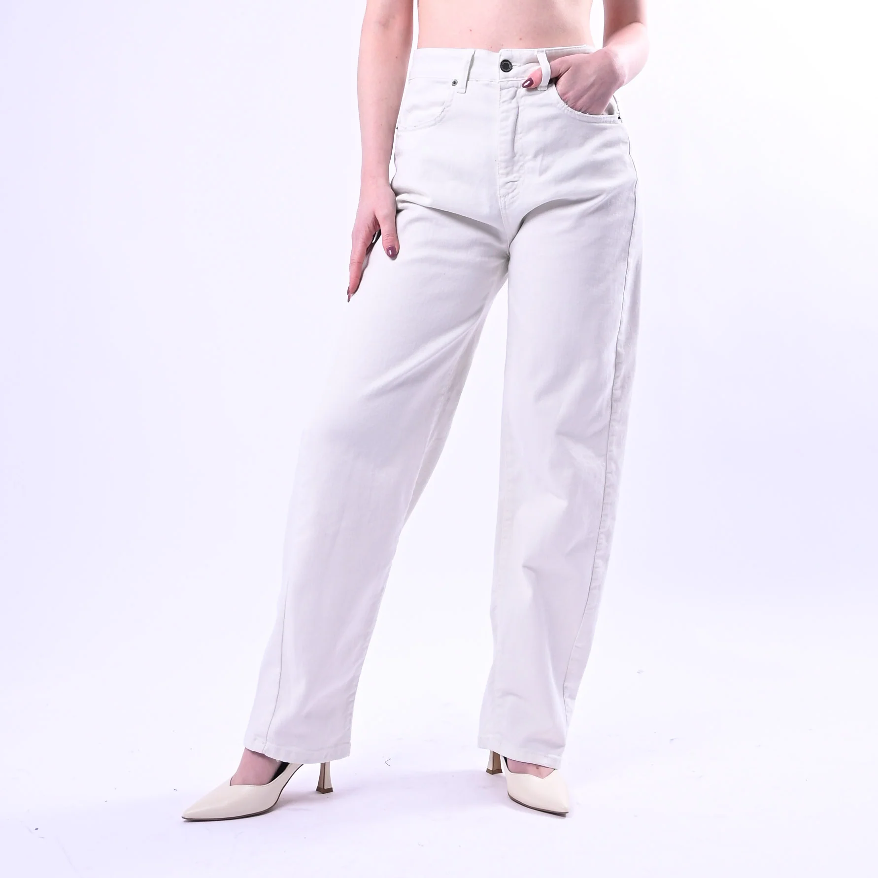 SOUVENIR PRIVE' - JEANS TAMARA BAGGY IN BULL DENIM ART.C39S0026 - LATTE