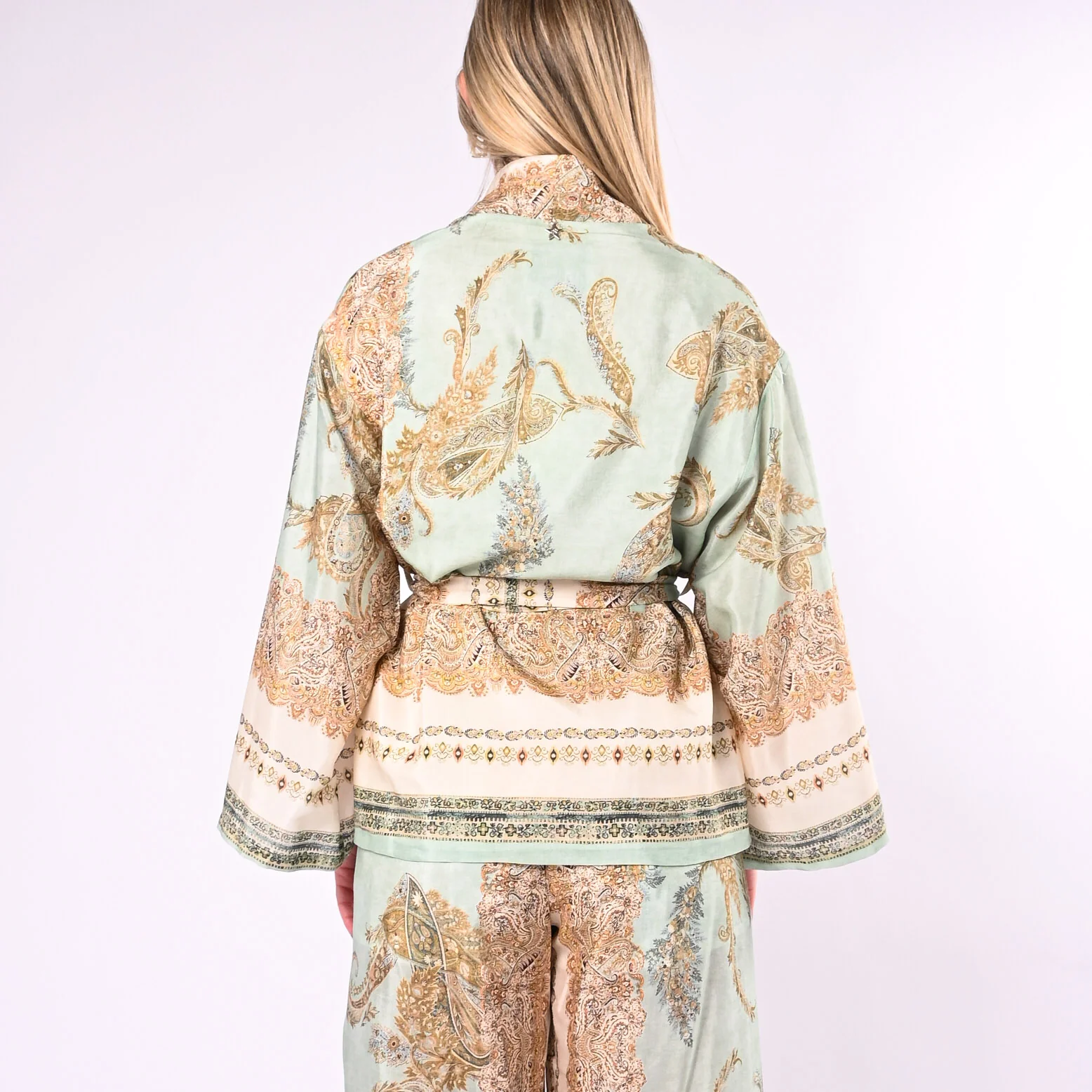 SOUVENIR - KIMONO CORTO DAMASCATO CON CINTURA ART.M39F1699/F - FANTASIA - Image 5