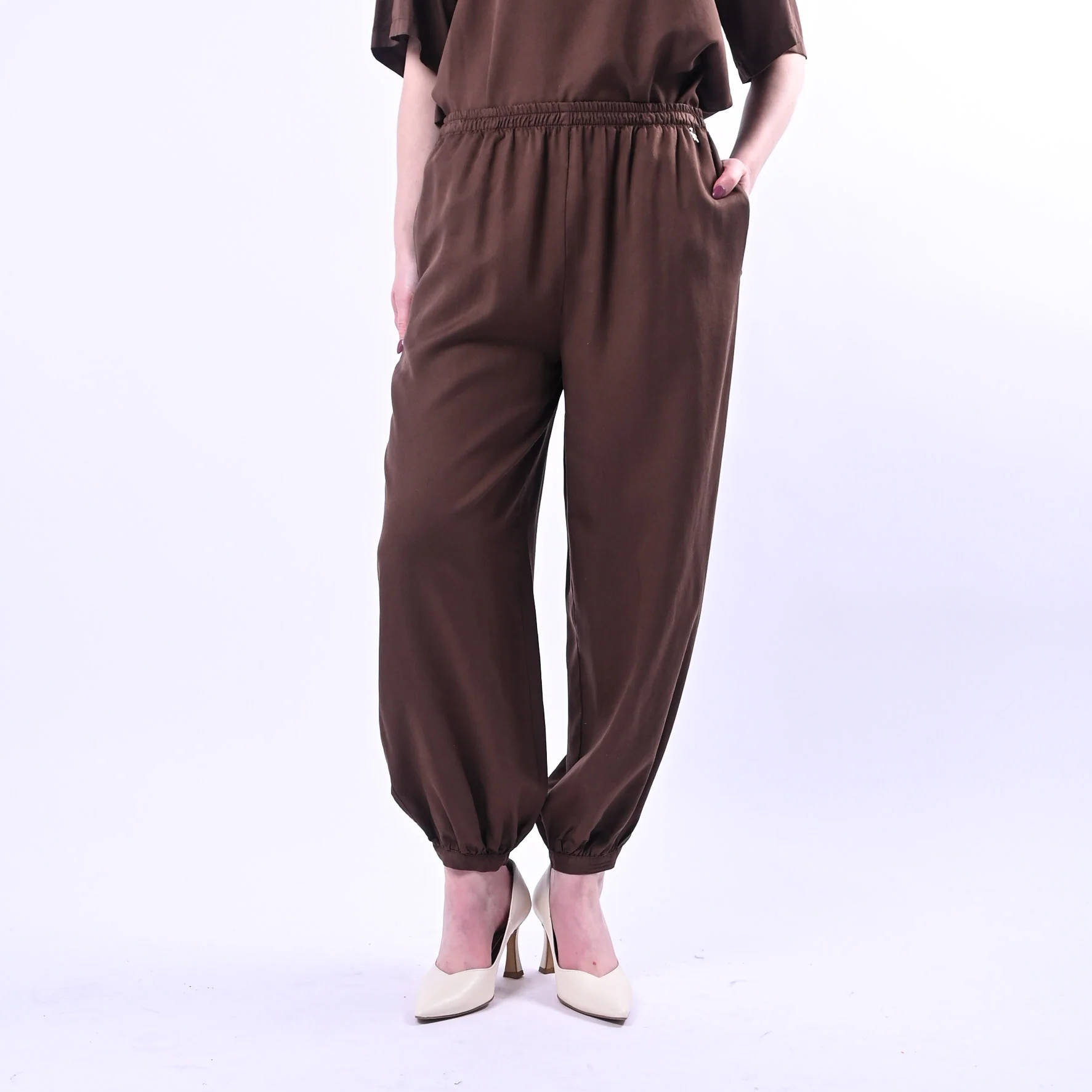 SOUVENIR - PANTALONE ALDINO IN LYOCELL ART.W39F0788/C - CIOCCOLATO