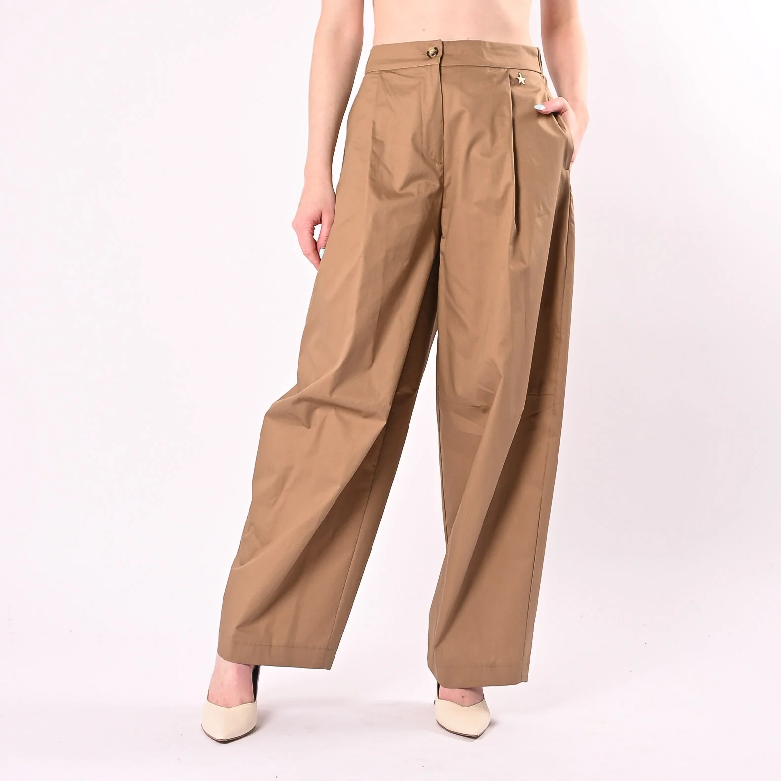 SOUVENIR - PANTALONE BALLOON IN POPELINE ART.W39S1670/B - BISCOTTO