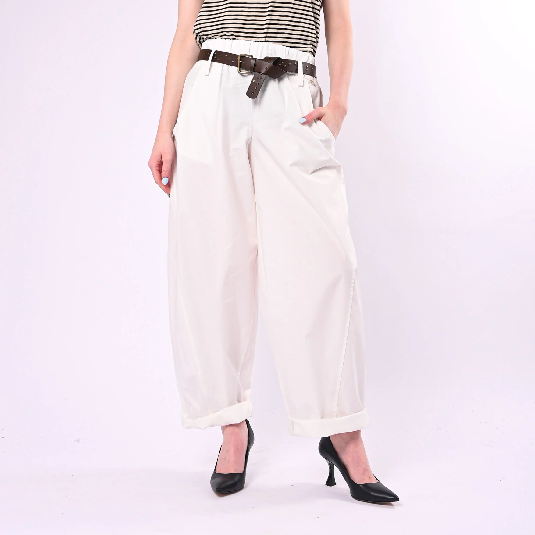 SOUVENIR - PANTALONE BALLOON IN POPELINE LEGGERO ART.M39F0148/L - LATTE