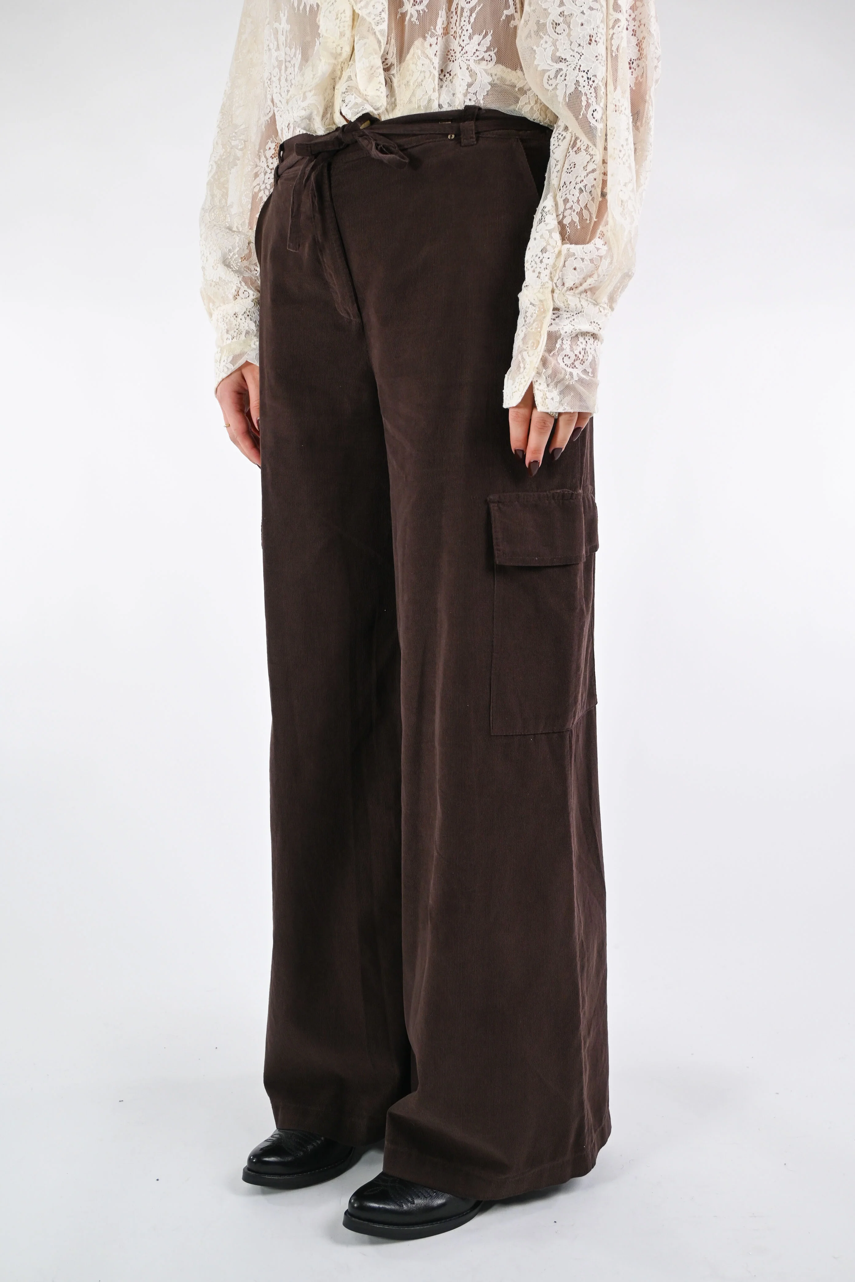 SOUVENIR - PANTALONE CARGO VELLUTO ART.G38P0909 - NUTELLA - Image 3