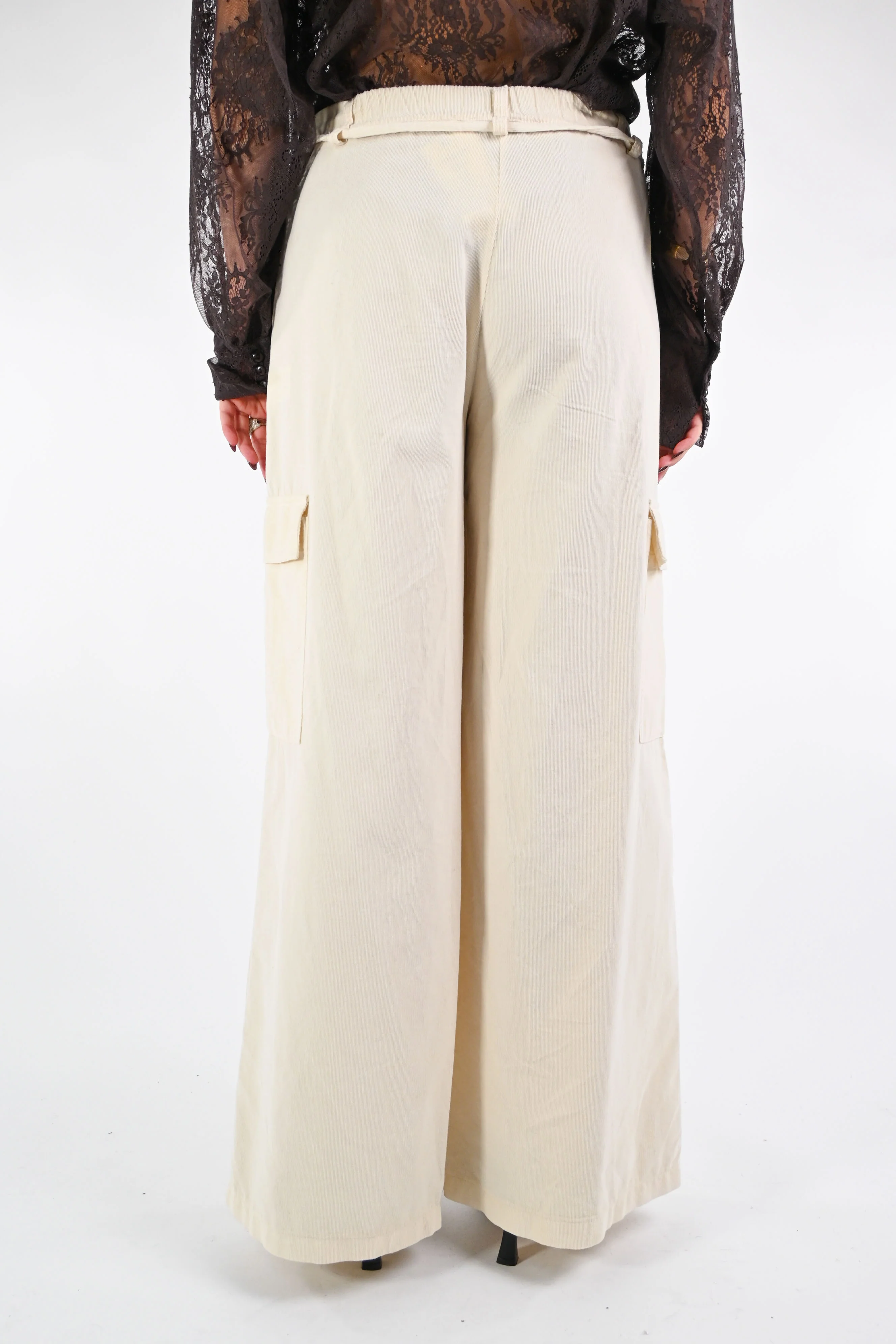 SOUVENIR - PANTALONE CARGO VELLUTO ART.G38P0909 - PANNA - Image 5