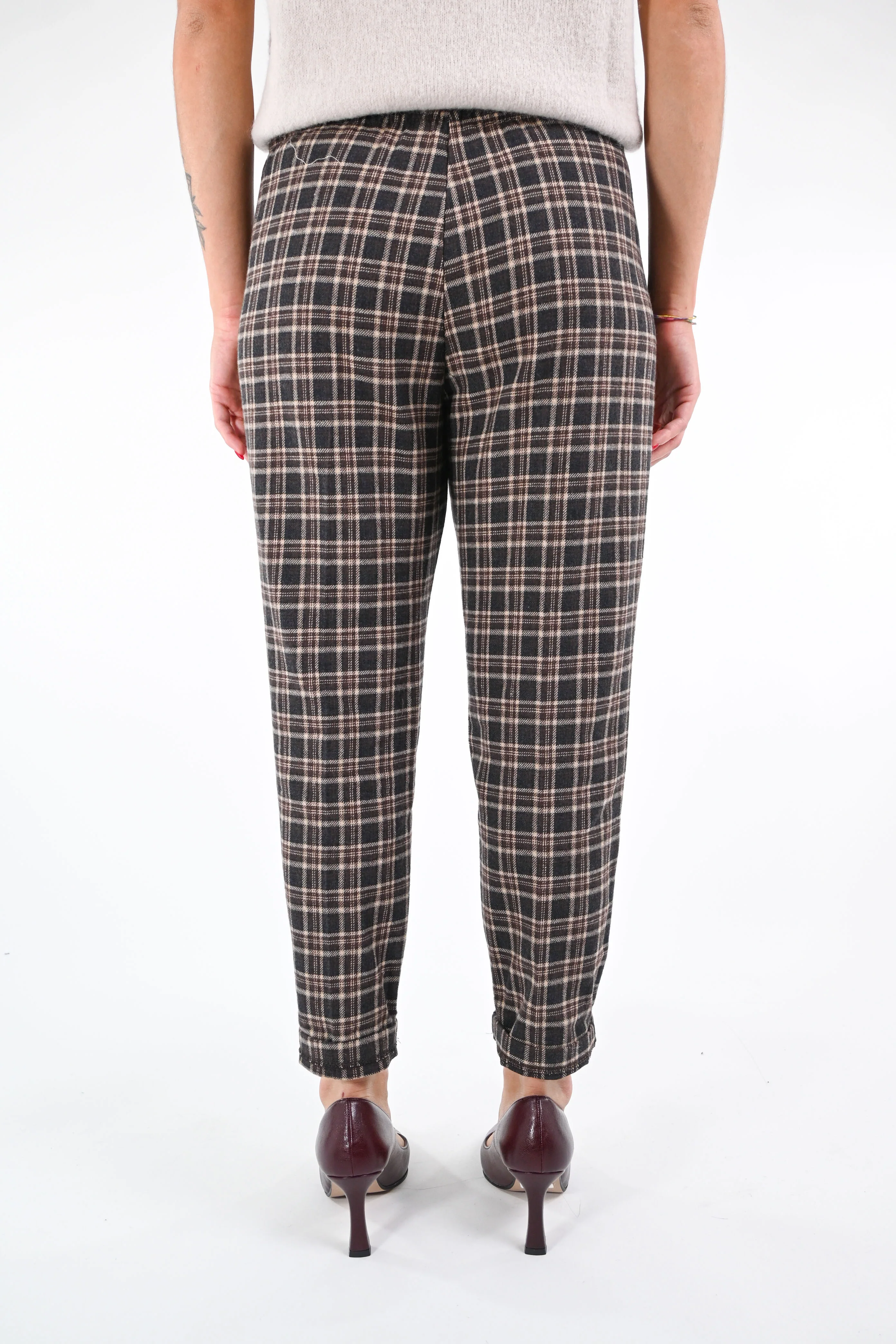 SOUVENIR - PANTALONE COULISSE FLANELLA SCOZZESE ART.M38F1185 - GRIGIO - Image 4