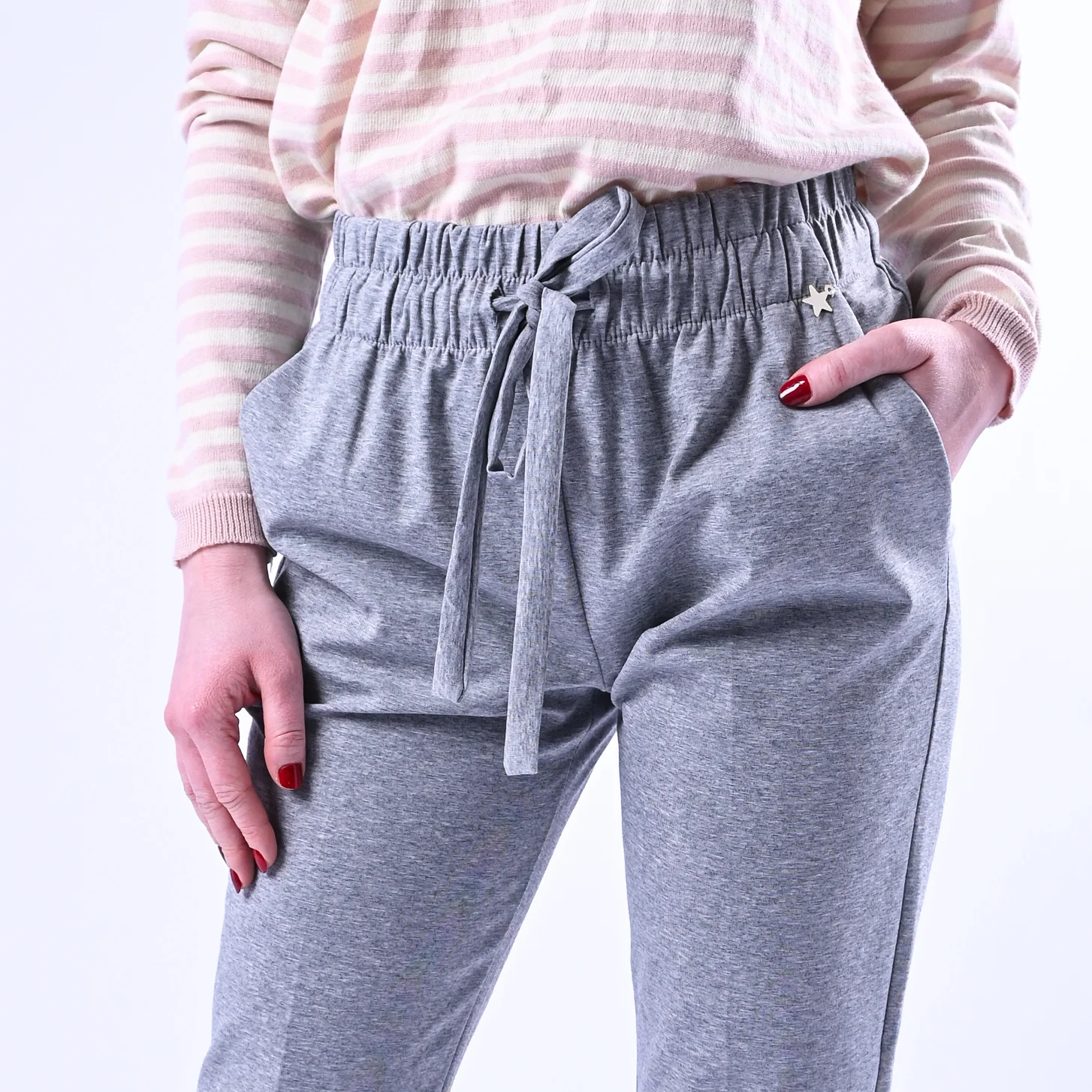 SOUVENIR - PANTALONE COULISSE PUNTO MILANO ART.M39F0546 - GRIGIO - Image 5