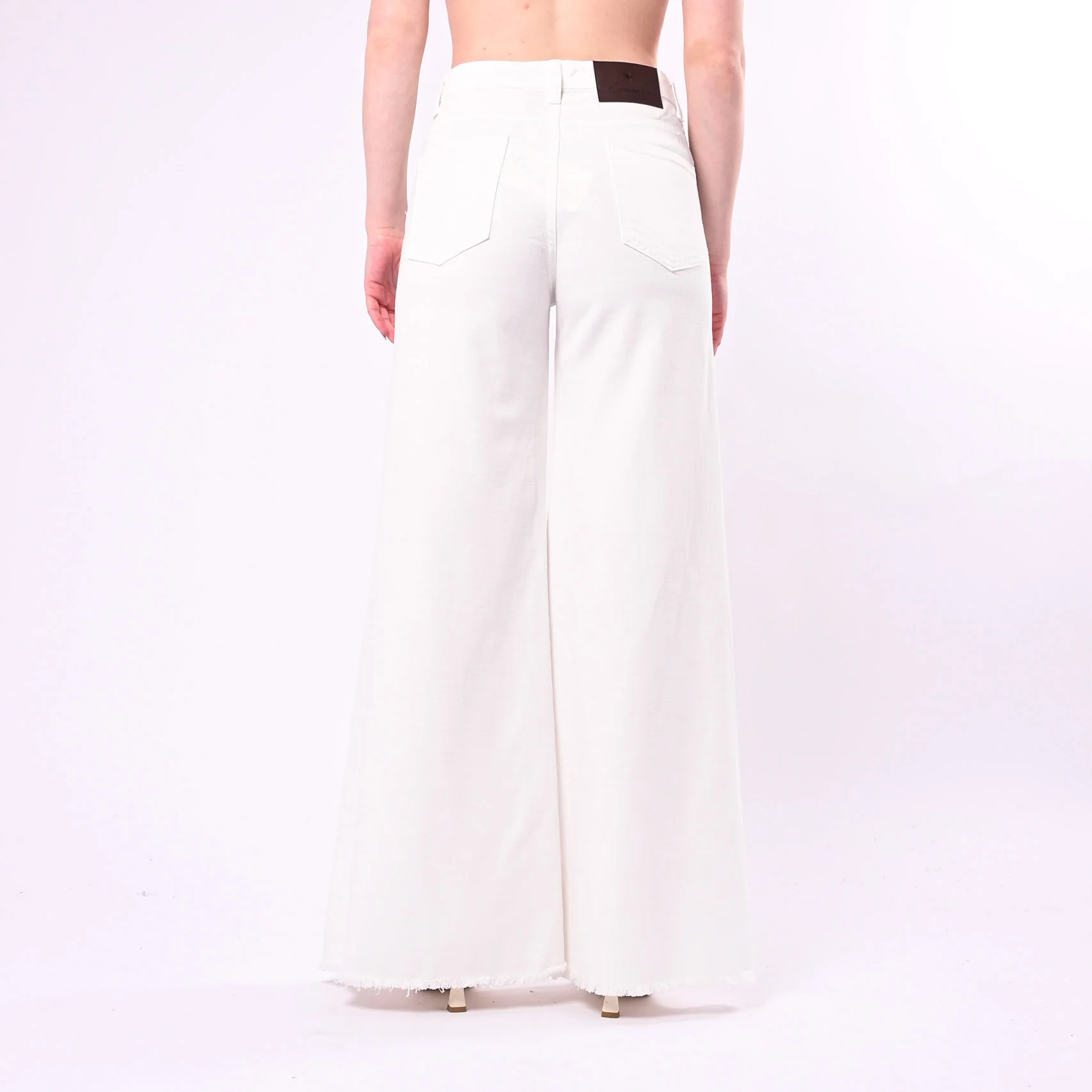 SOUVENIR - PANTALONE SFRANGIATO BULL DENIM FLUIDO ART.S39M1695/B - BIANCO - Image 4
