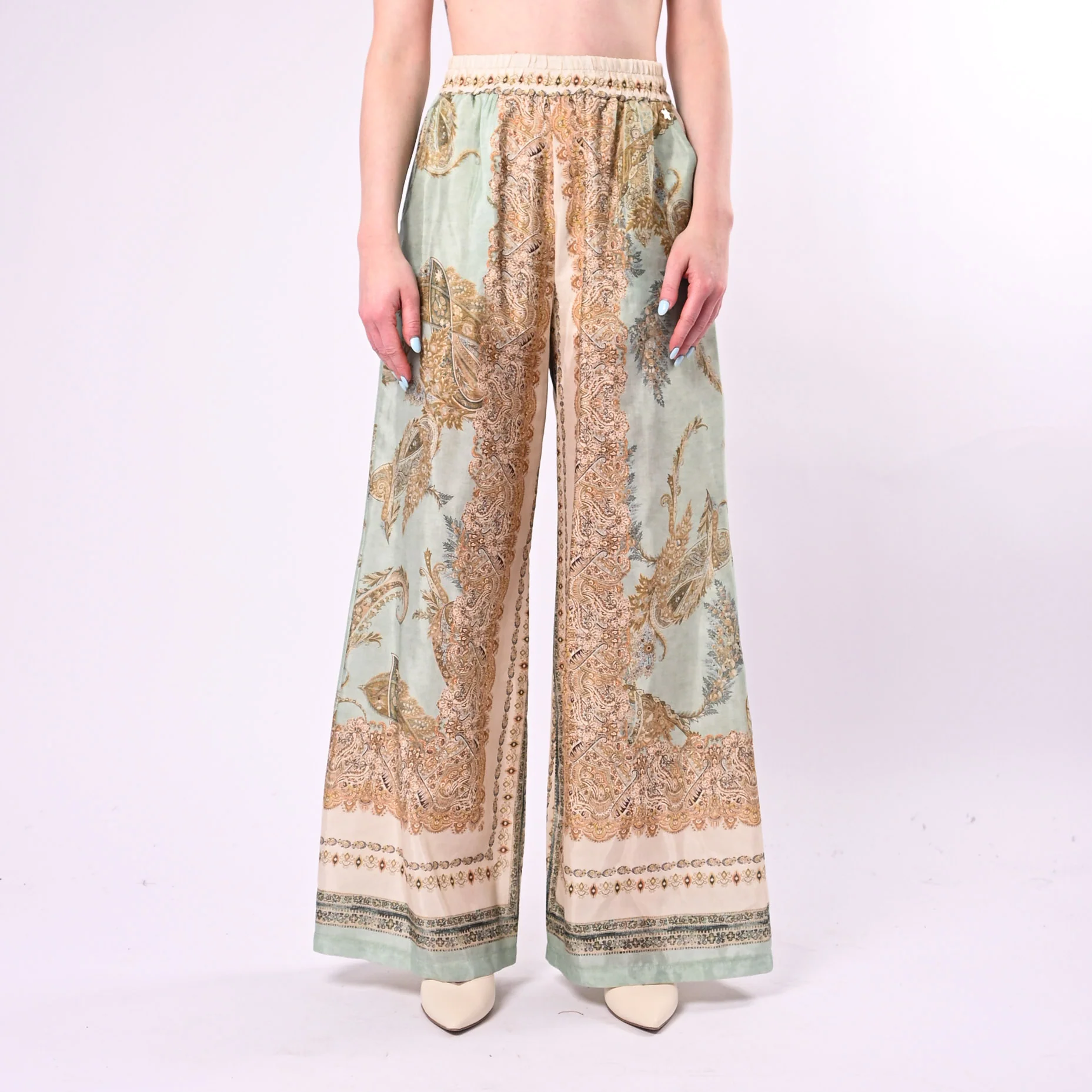 SOUVENIR - PANTALONE VISCOSA  PALAZZO DAMASCATO ART.M39F1700/F - FANTASIA - Image 2