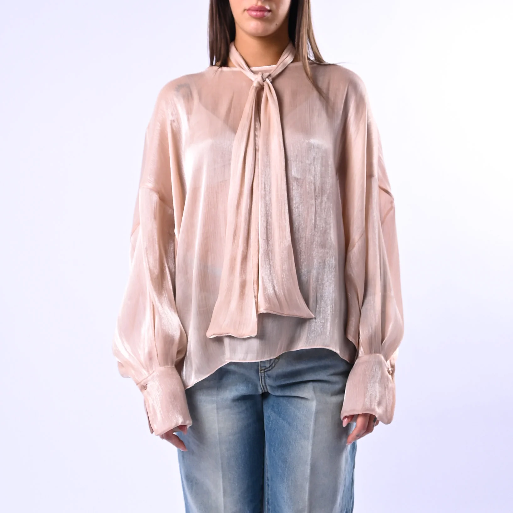 SOUVENIR PRIVE' - CAMICIA OVER FLUIDA CON FUSCIACCA ART.T39R0126 - ORO - Image 2
