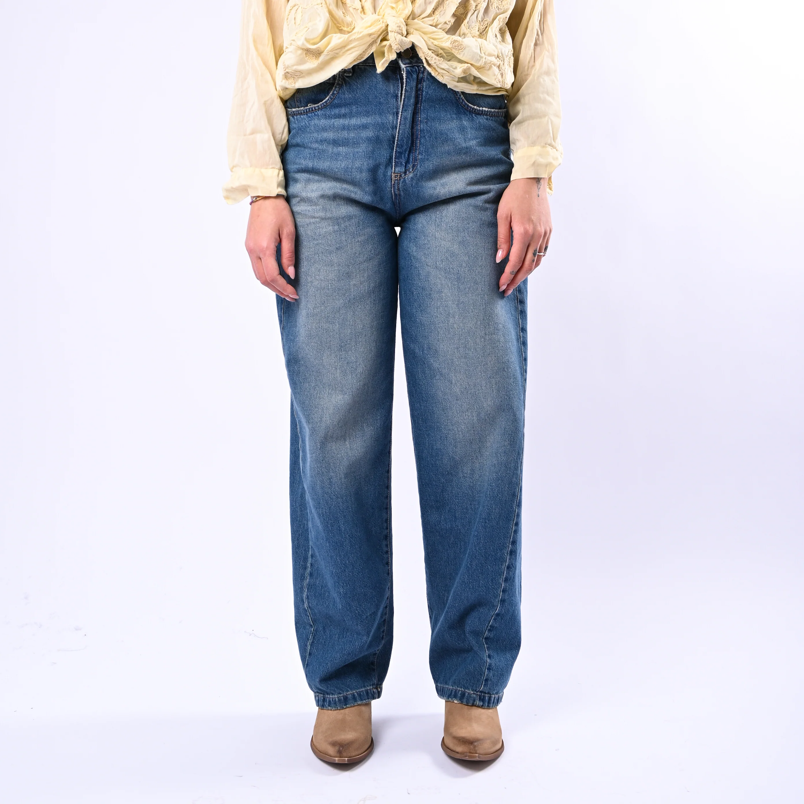 SOUVENIR PRIVE' - JEANS BARREL FLUIDO ART.C39S0027 - LAVAGGIO AL THE' CHIARO - Image 2