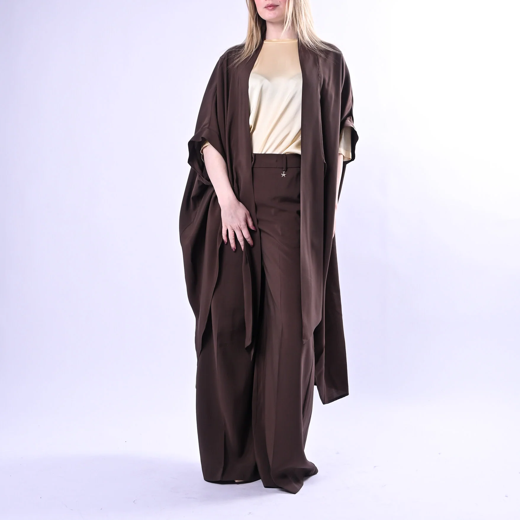 SOUVENIR PRIVE' - KIMONO LUNGO IN MODAL ART.W39S0243/C - CIOCCOLATO