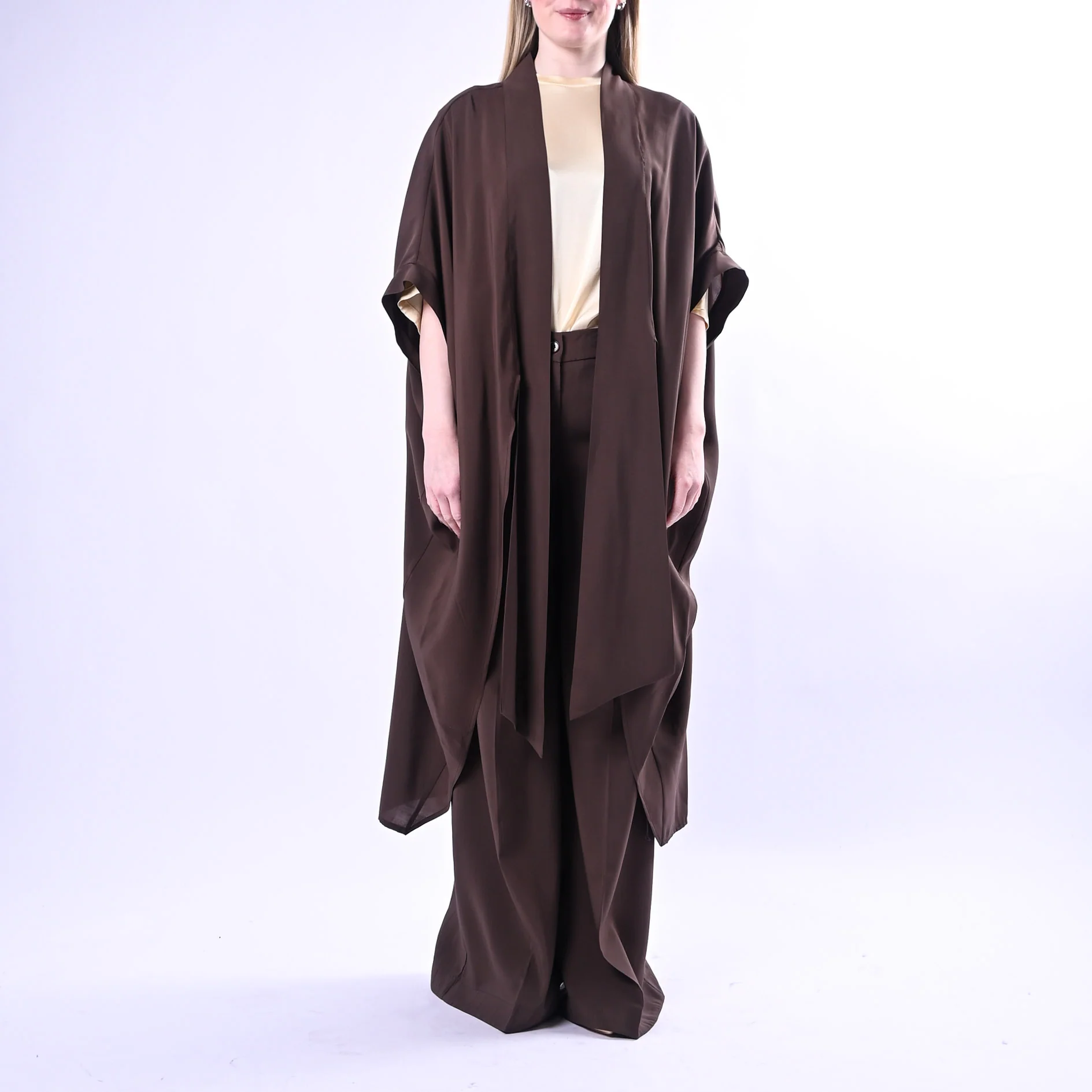 SOUVENIR PRIVE' - KIMONO LUNGO IN MODAL ART.W39S0243/C - CIOCCOLATO - Image 3