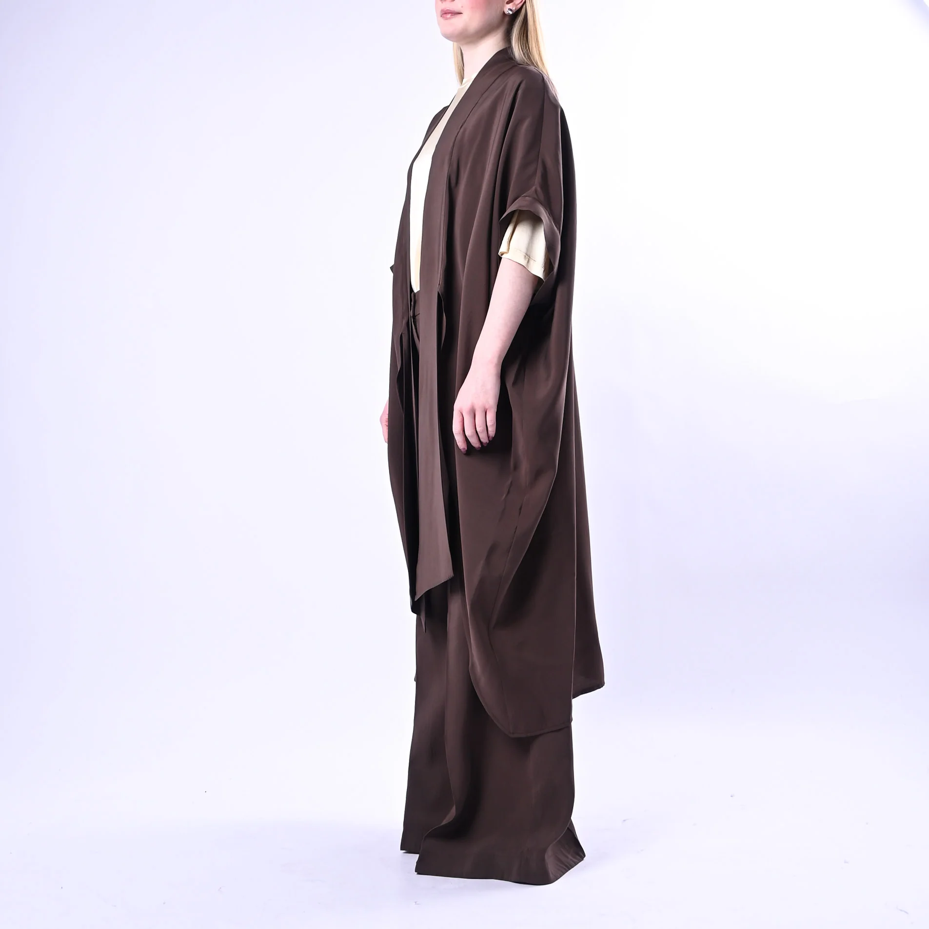 SOUVENIR PRIVE' - KIMONO LUNGO IN MODAL ART.W39S0243/C - CIOCCOLATO - Image 4