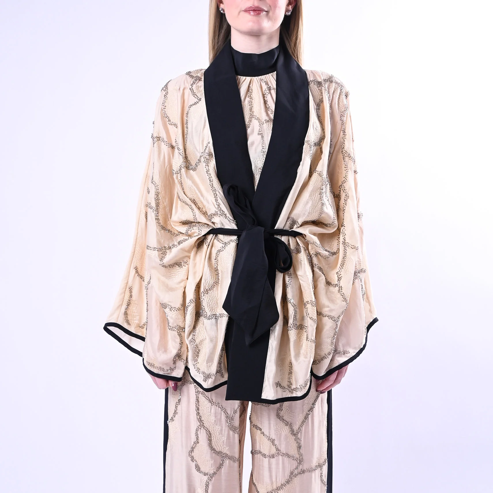 SOUVENIR PRIVE' - KIMONO RICAMATO CON PAILLETTES ART.S39M0328/B - BURRO - Image 3