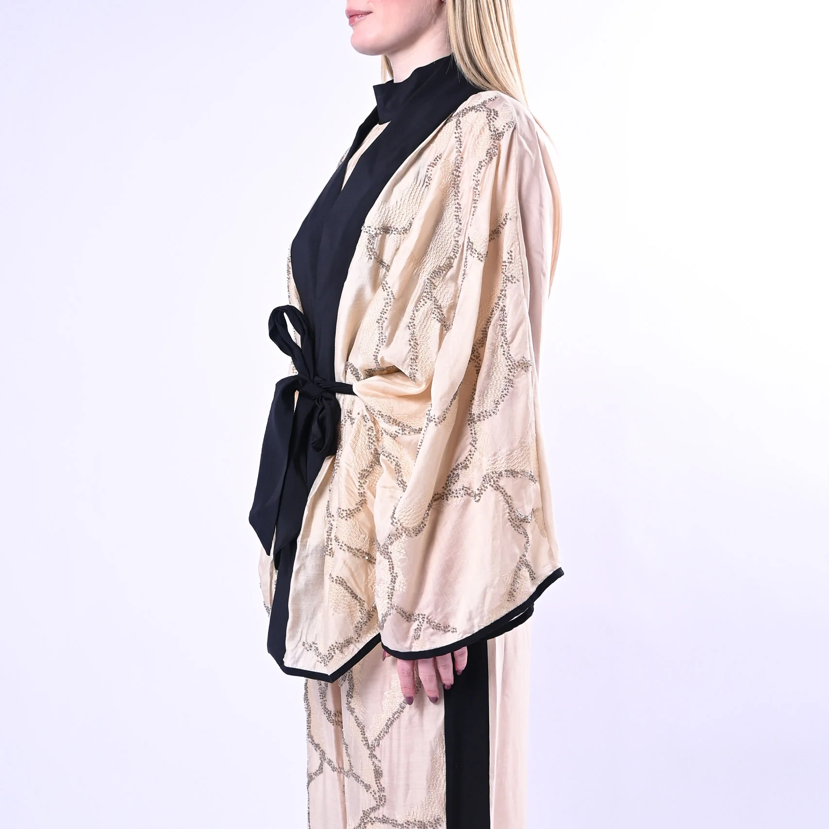SOUVENIR PRIVE' - KIMONO RICAMATO CON PAILLETTES ART.S39M0328/B - BURRO - Image 4