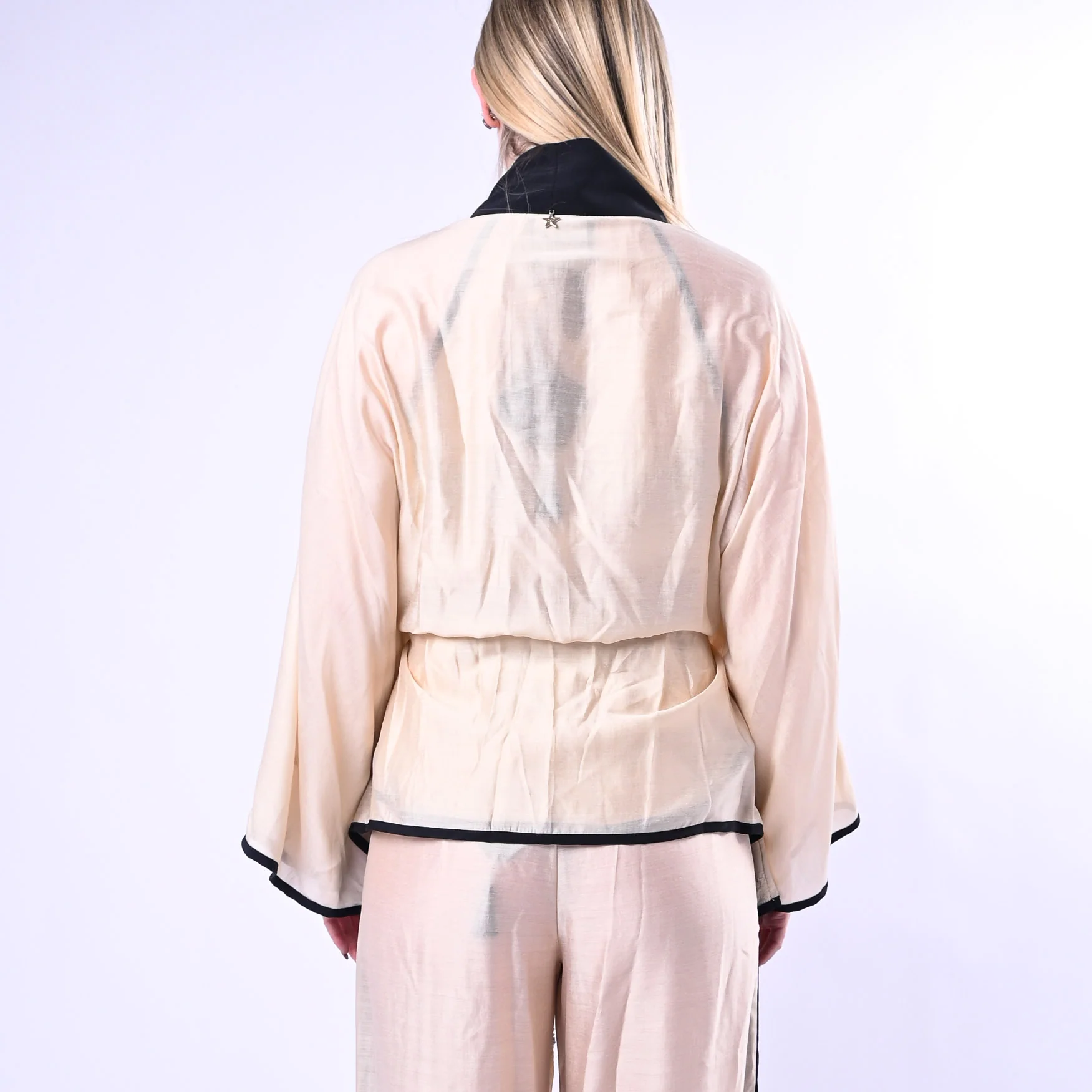 SOUVENIR PRIVE' - KIMONO RICAMATO CON PAILLETTES ART.S39M0328/B - BURRO - Image 5