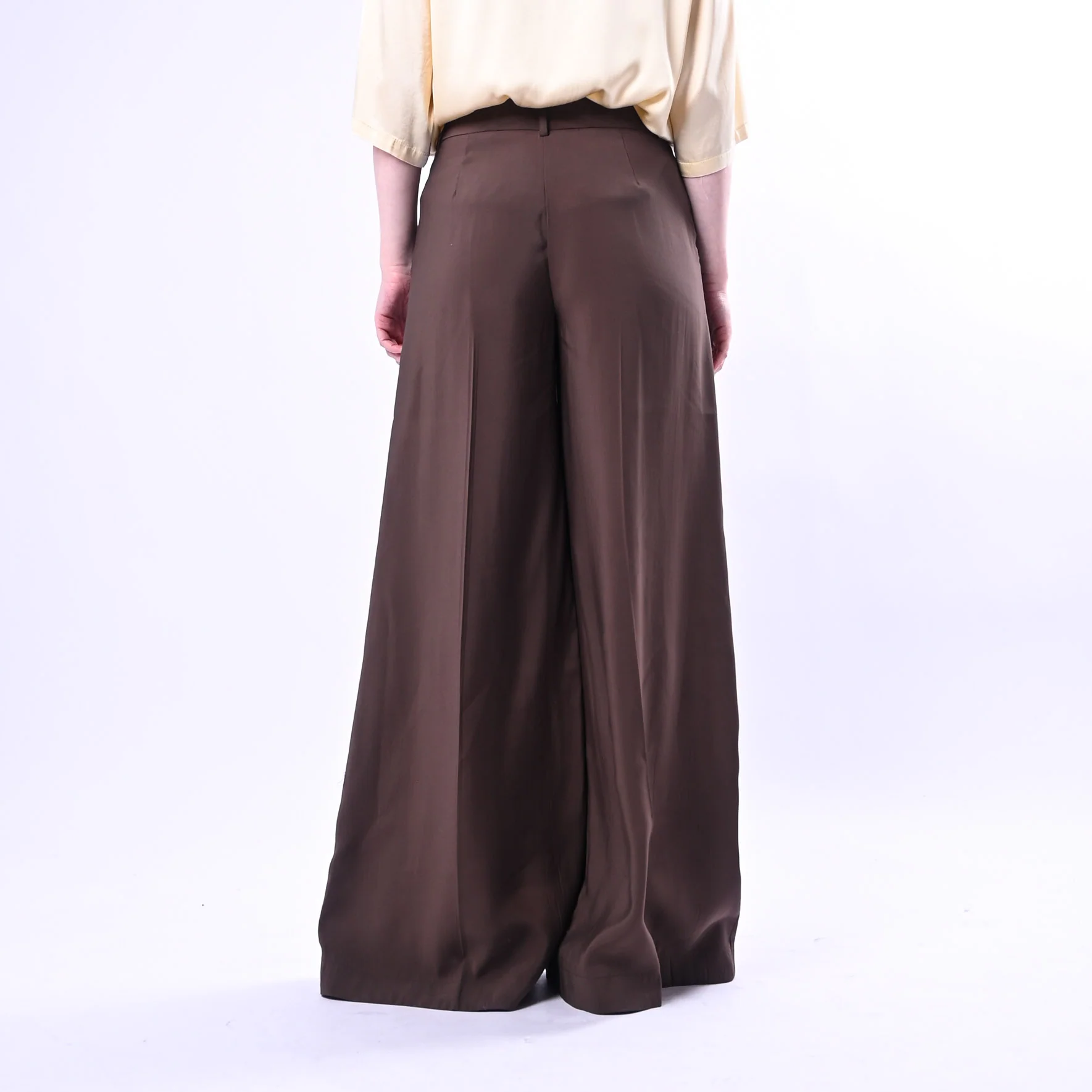 SOUVENIR PRIVE' - PANTALONE PALAZZO IN MODAL ART.W39S0244/C - CIOCCOLATO - Image 4