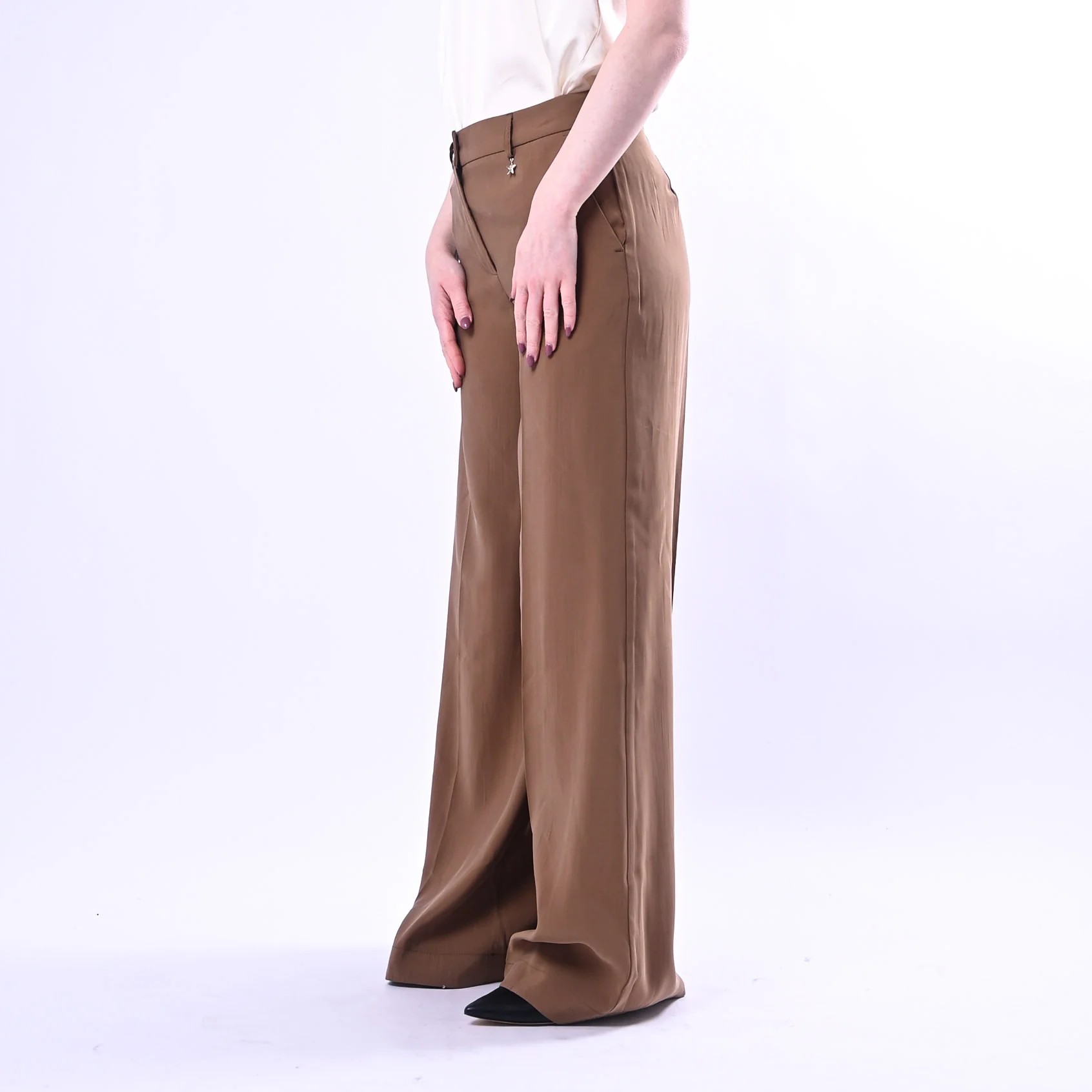 SOUVENIR PRIVE' - PANTALONE PALAZZO IN MODAL ART.W39S0244/S - SIGARO - Image 3