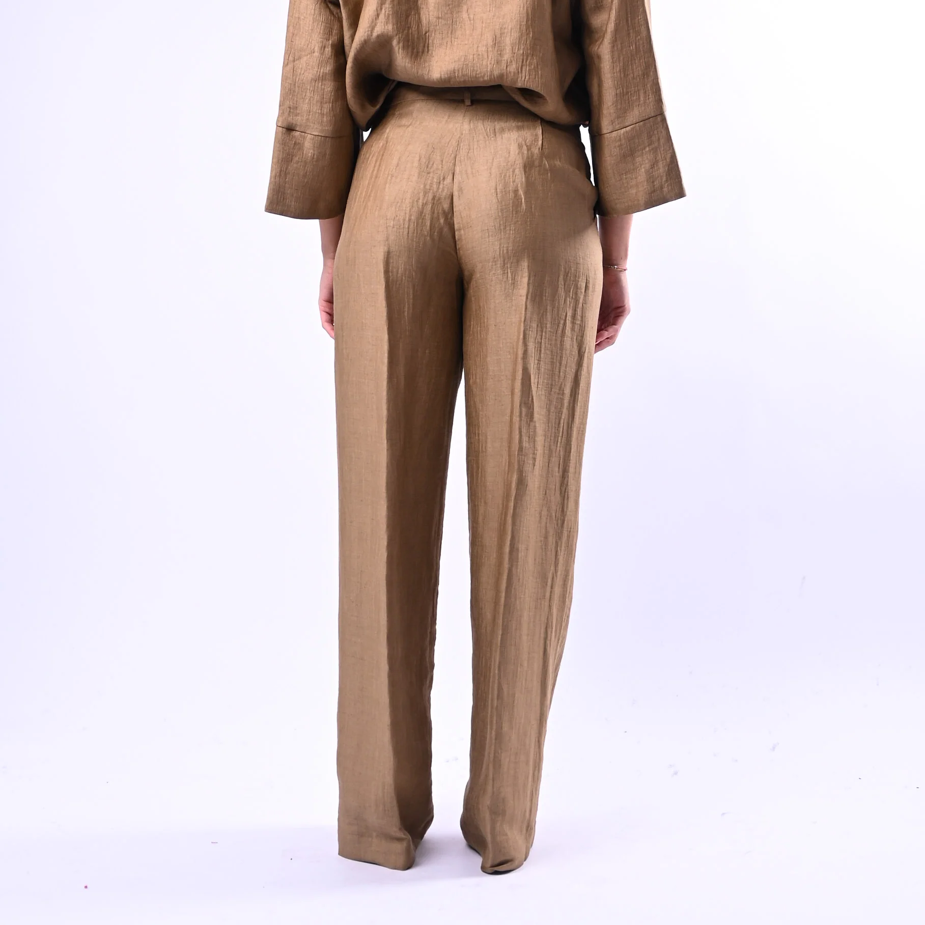 SOUVENIR PRIVE' - PANTALONE PALAZZO IN SHANTUNG ART.W39S0248 - BISCOTTO - Image 4