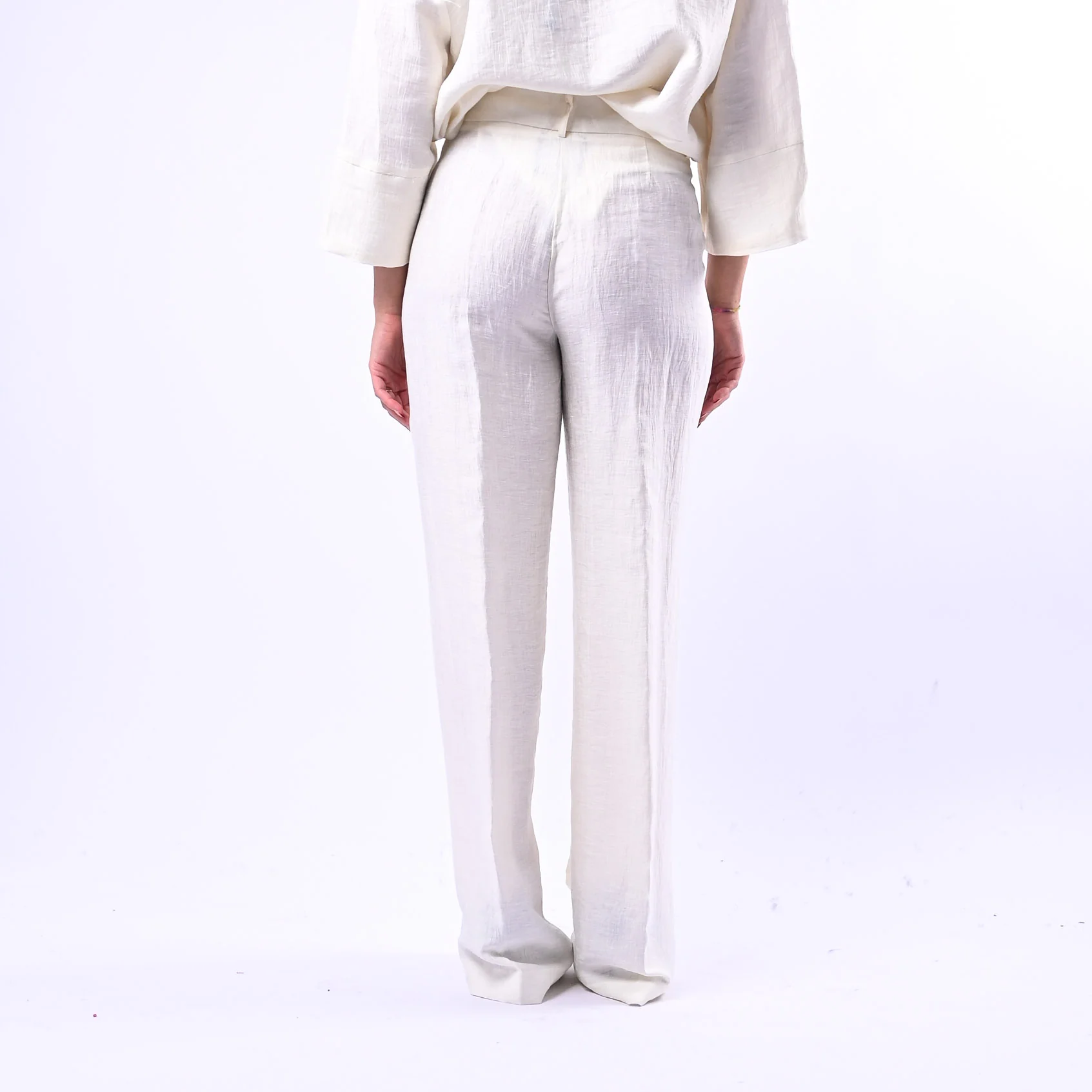 SOUVENIR PRIVE' - PANTALONE PALAZZO IN SHANTUNG ART.W39S0248 - LATTE - Image 4