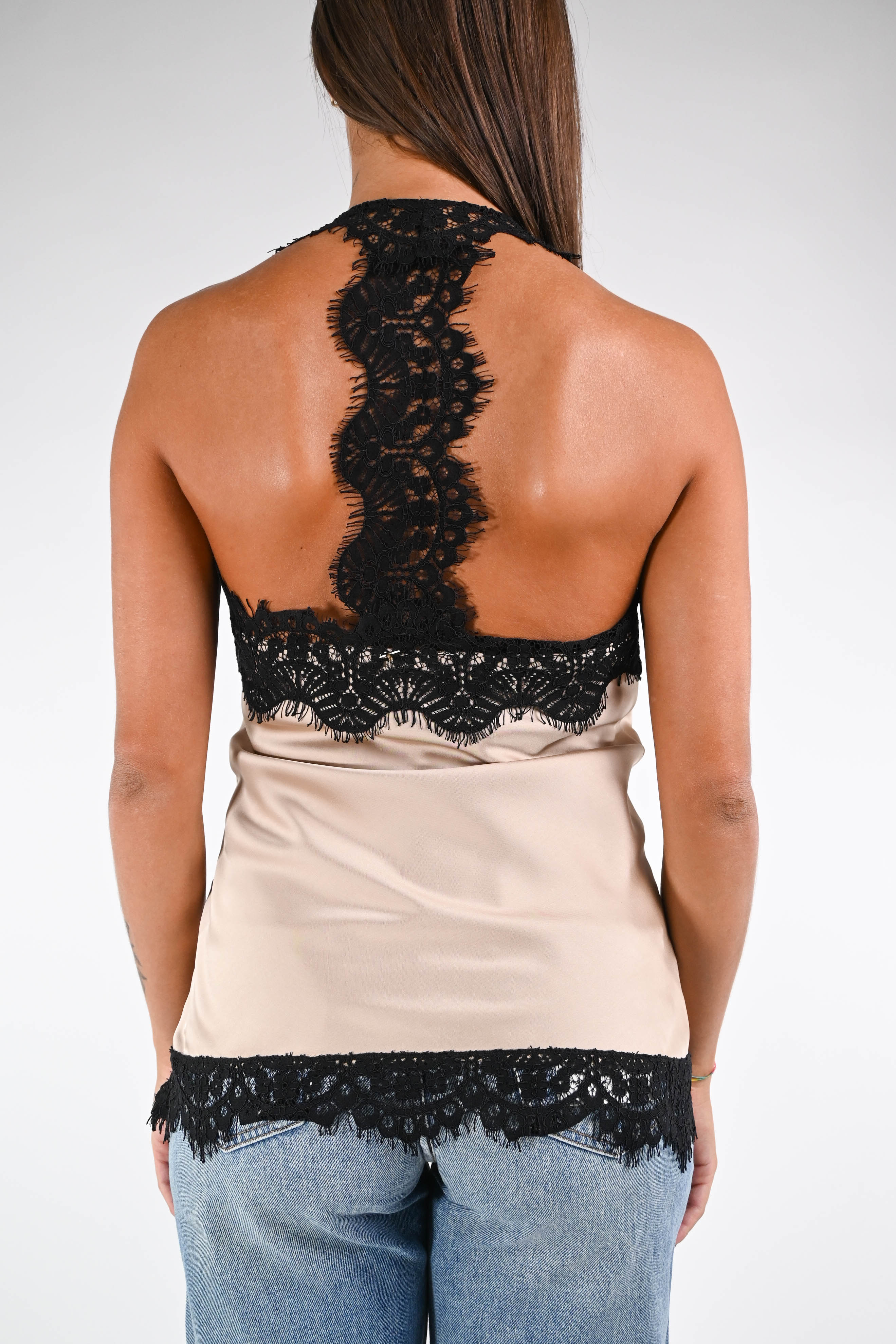 SOUVENIR - TOP IN PIZZO SCOLLO AMERICANA ART.M38F0860 - CHAMPAGNE - Image 4