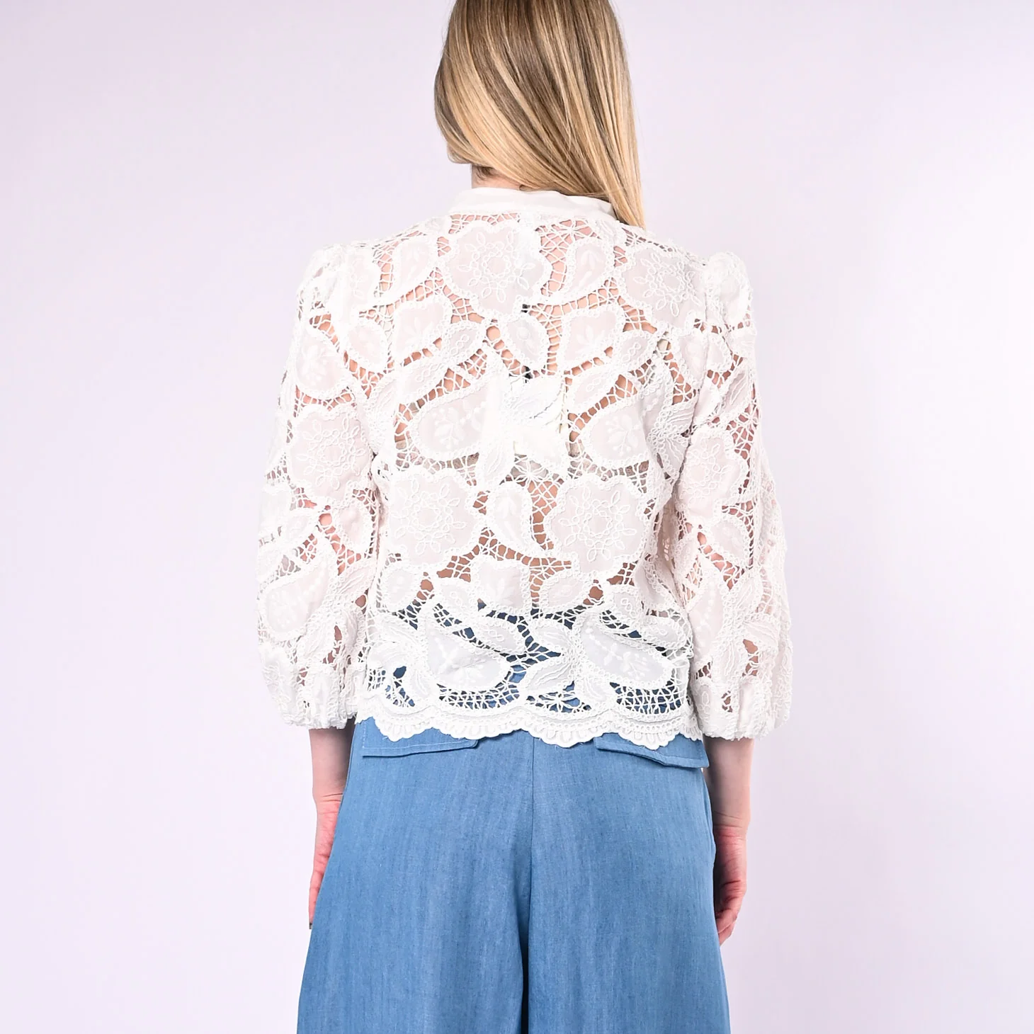 TENSIONE IN - BLUSA CROCHET CON BOTTONI ART. S26C946/B - BIANCO - Image 5