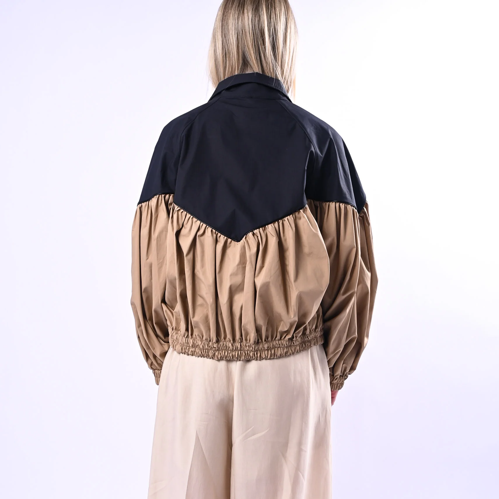 TENSIONE IN - BOMBER BICOLORE IN COTONE ART. 38967/N - NERO/BEIGE - Image 4